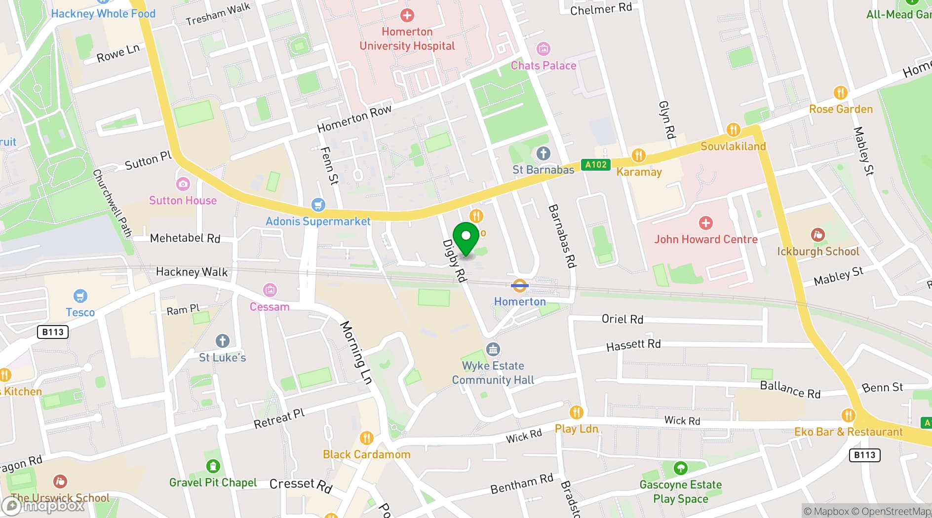 Map showing Arc Club
