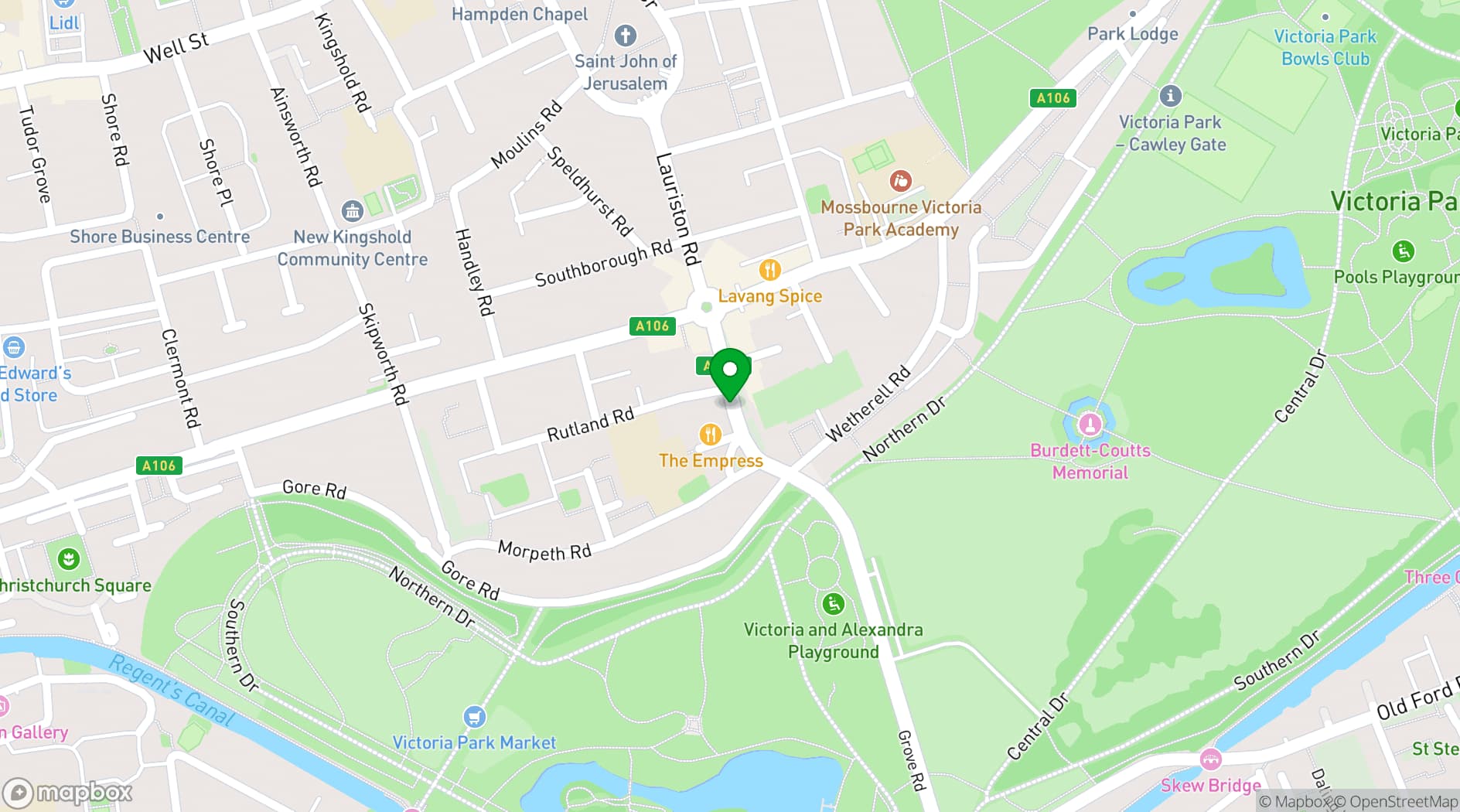 Map showing ACE Pizza