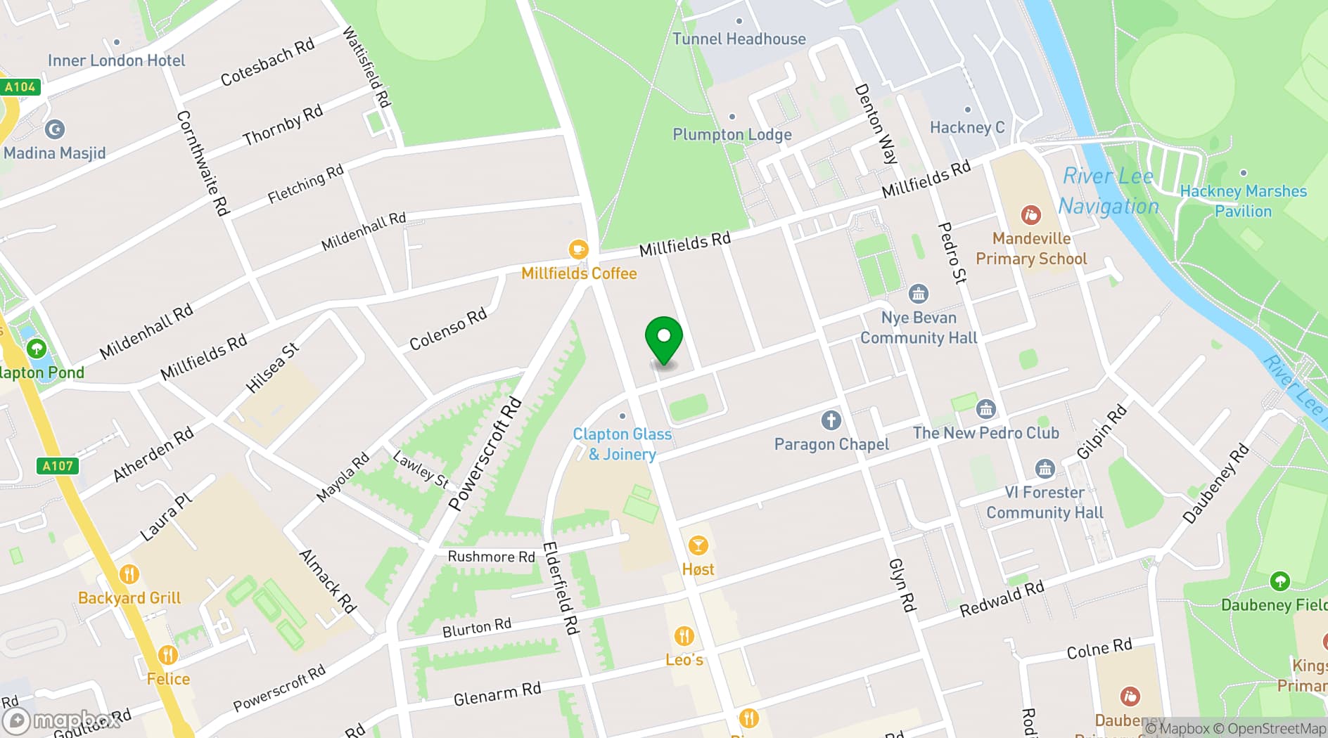 Map showing Green Place Studios