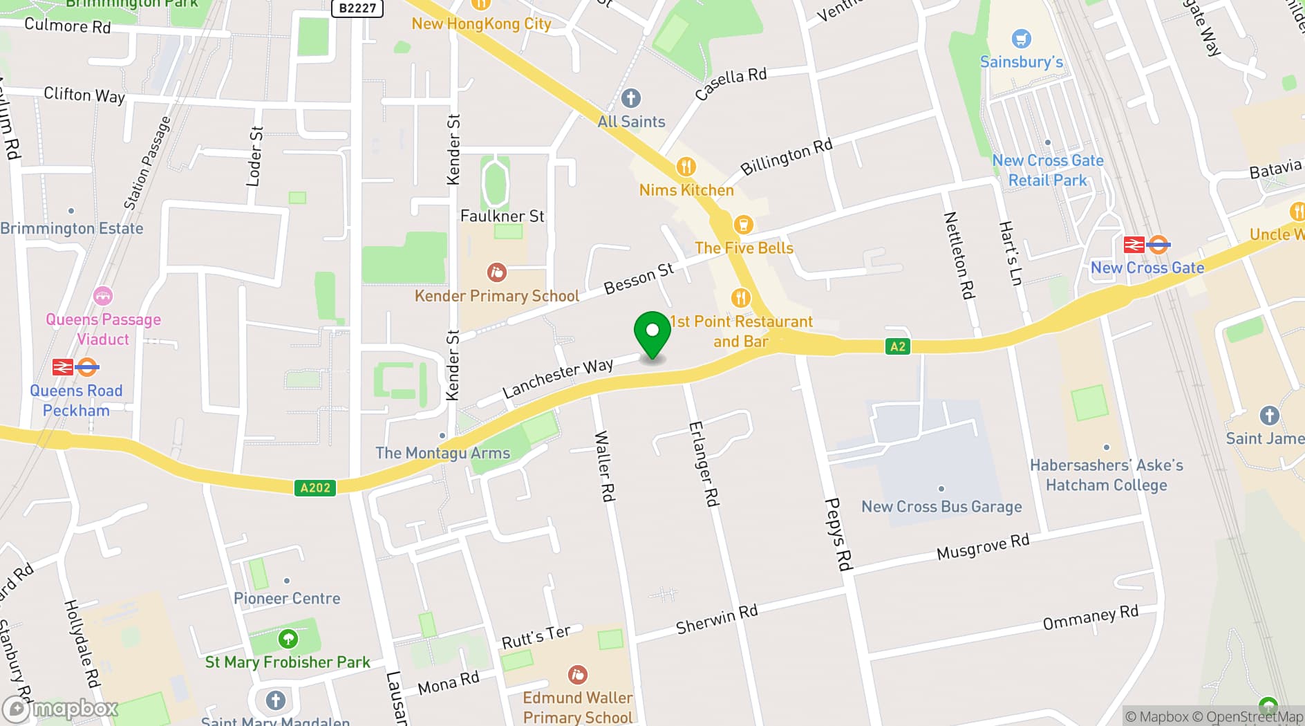 Map showing Hatcham House