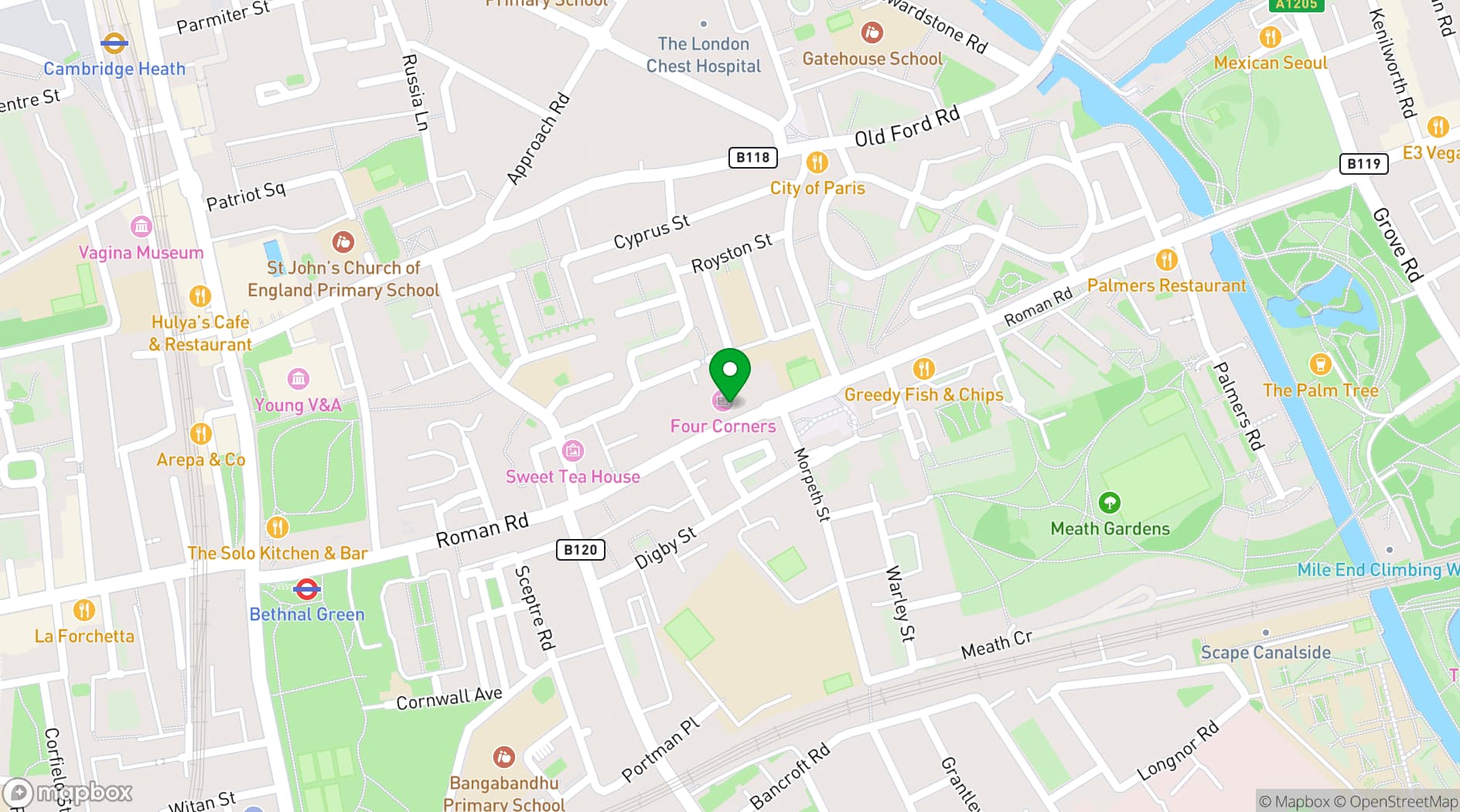 Map showing Four Corners Gallery