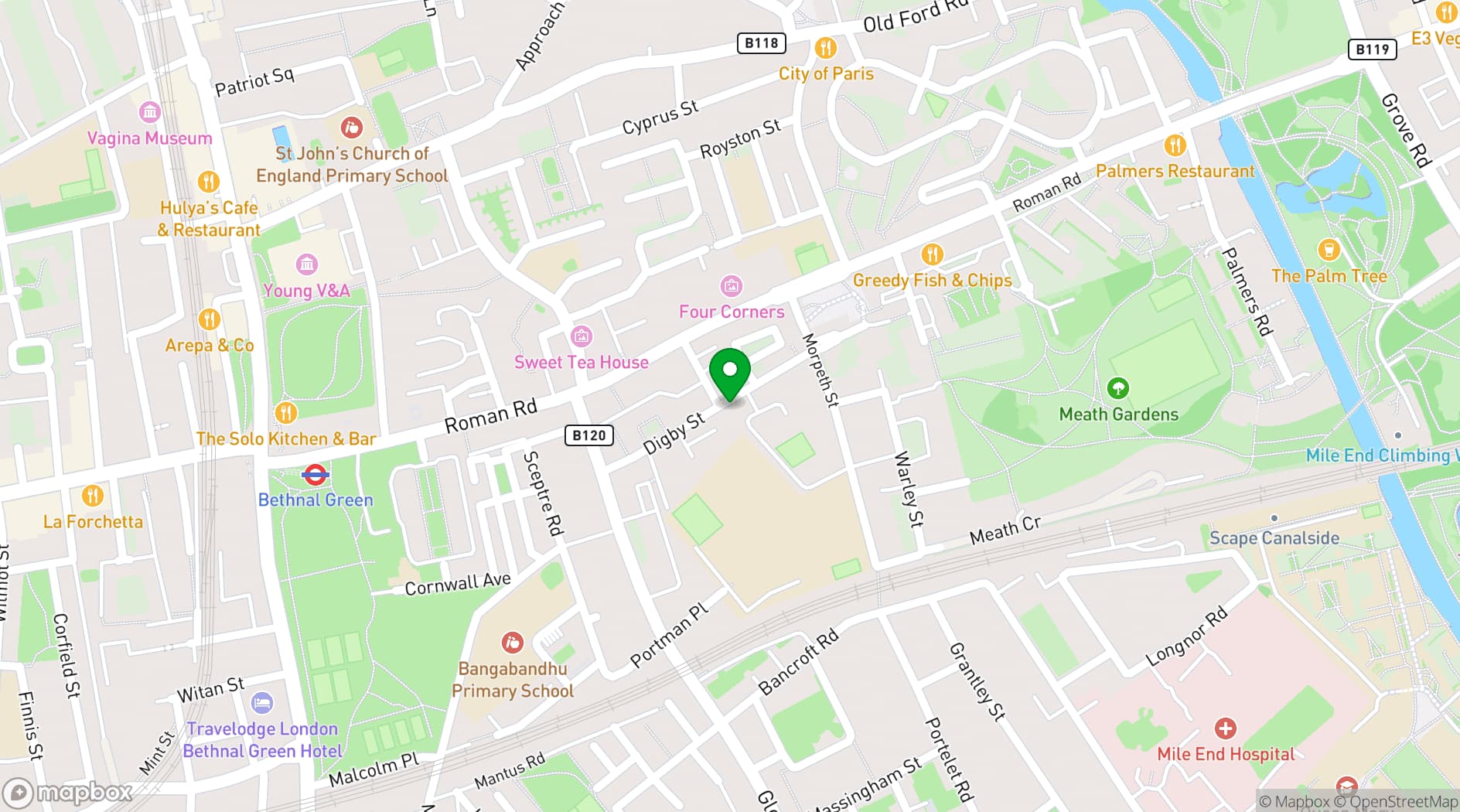 Map showing Tramshed Community Hub