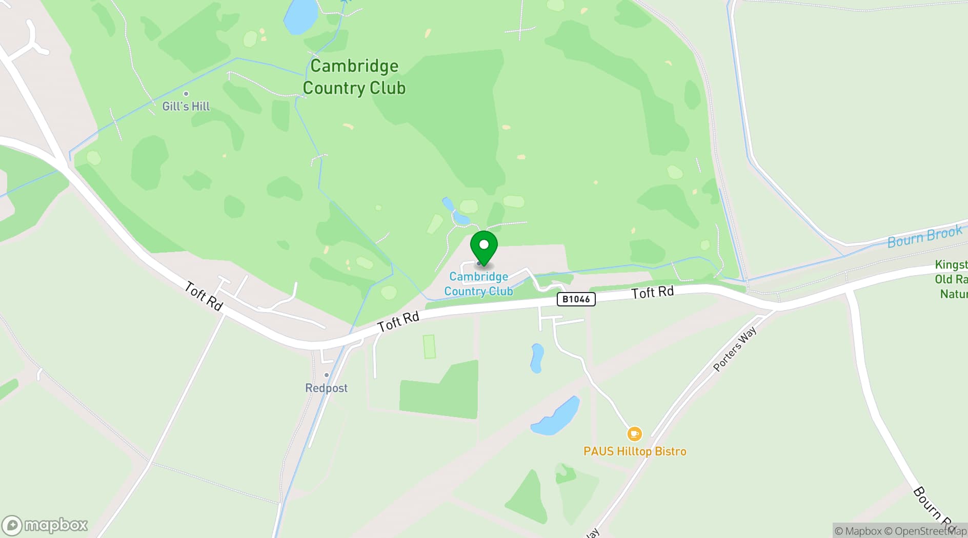 Map showing Cambridge Country Club