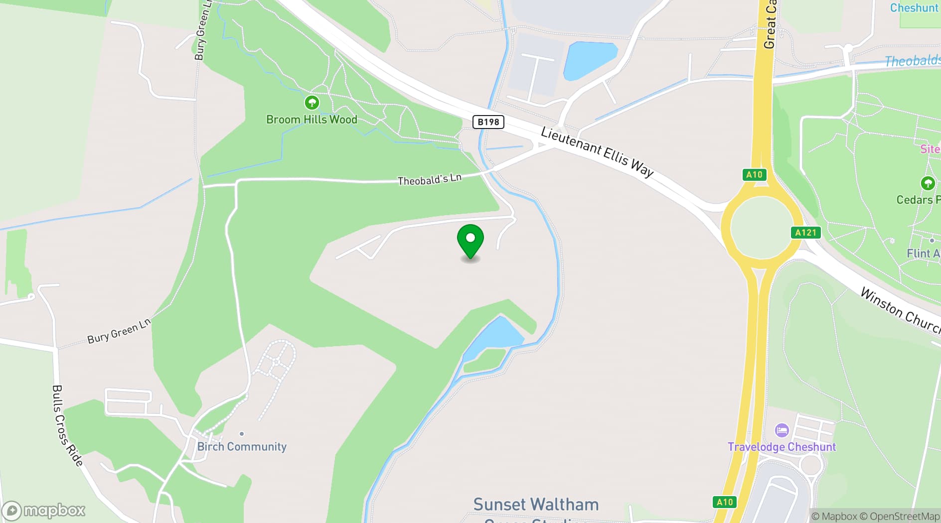 Map showing Cheshunt Country Club
