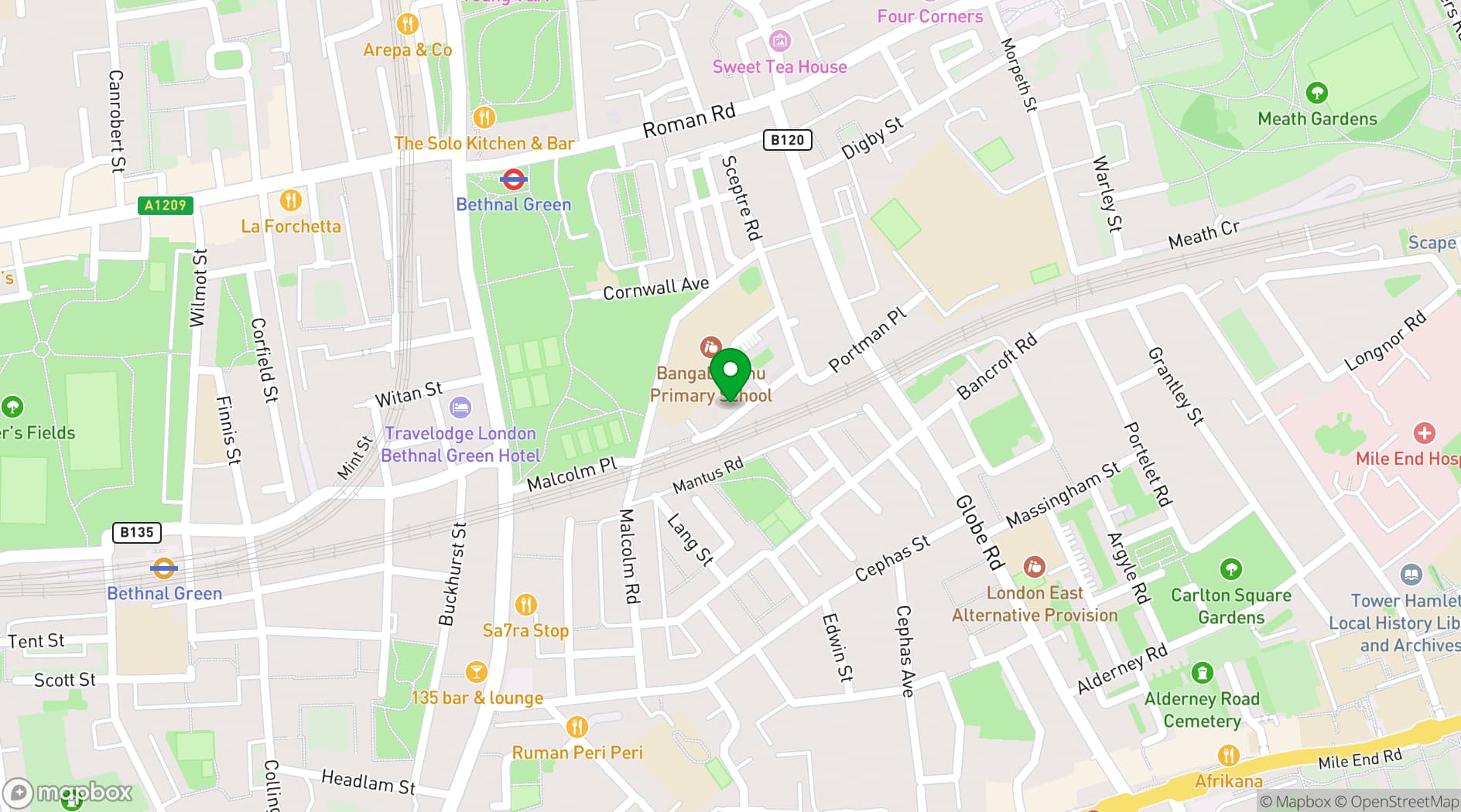 Map showing Morpeth School