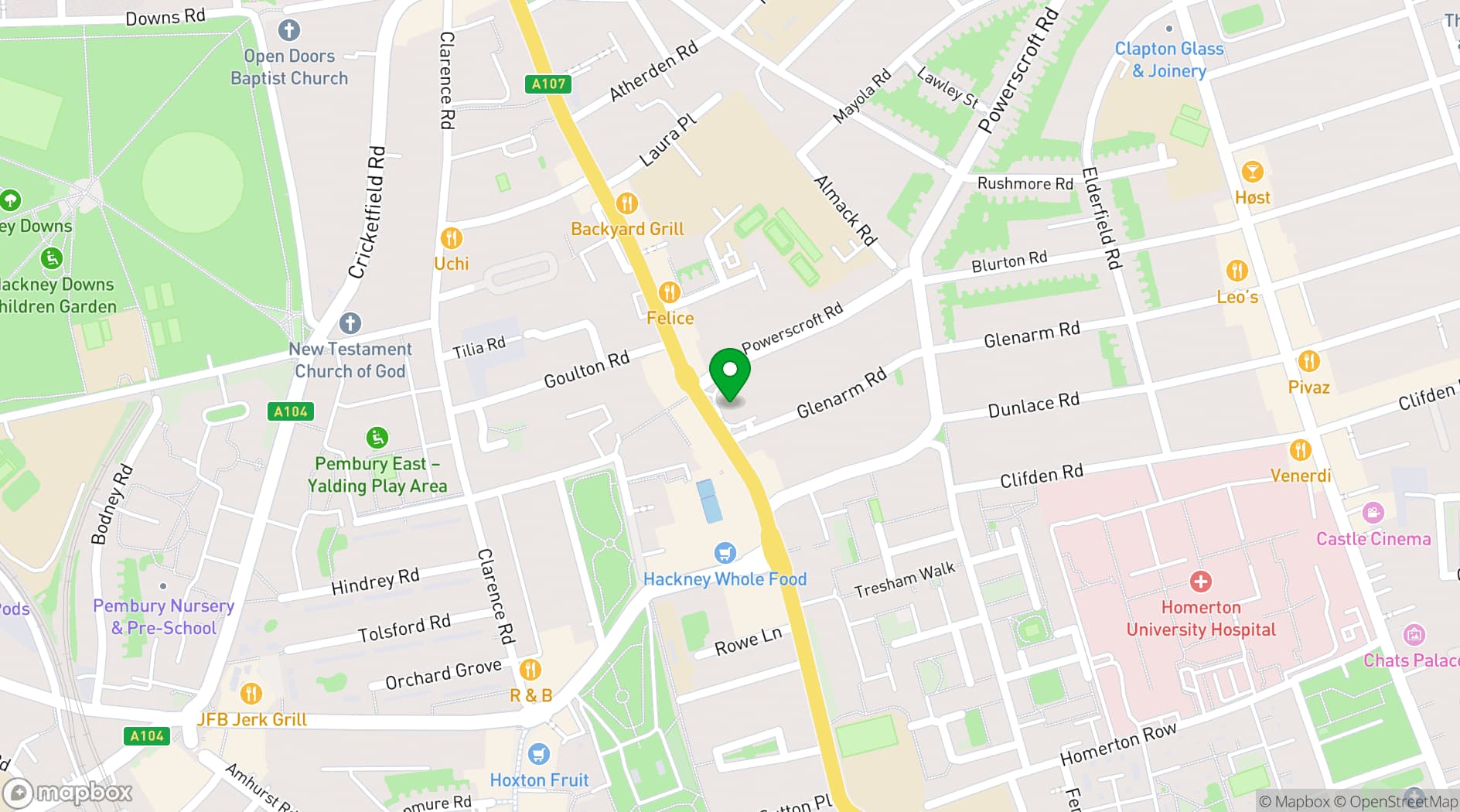Map showing Round Chapel