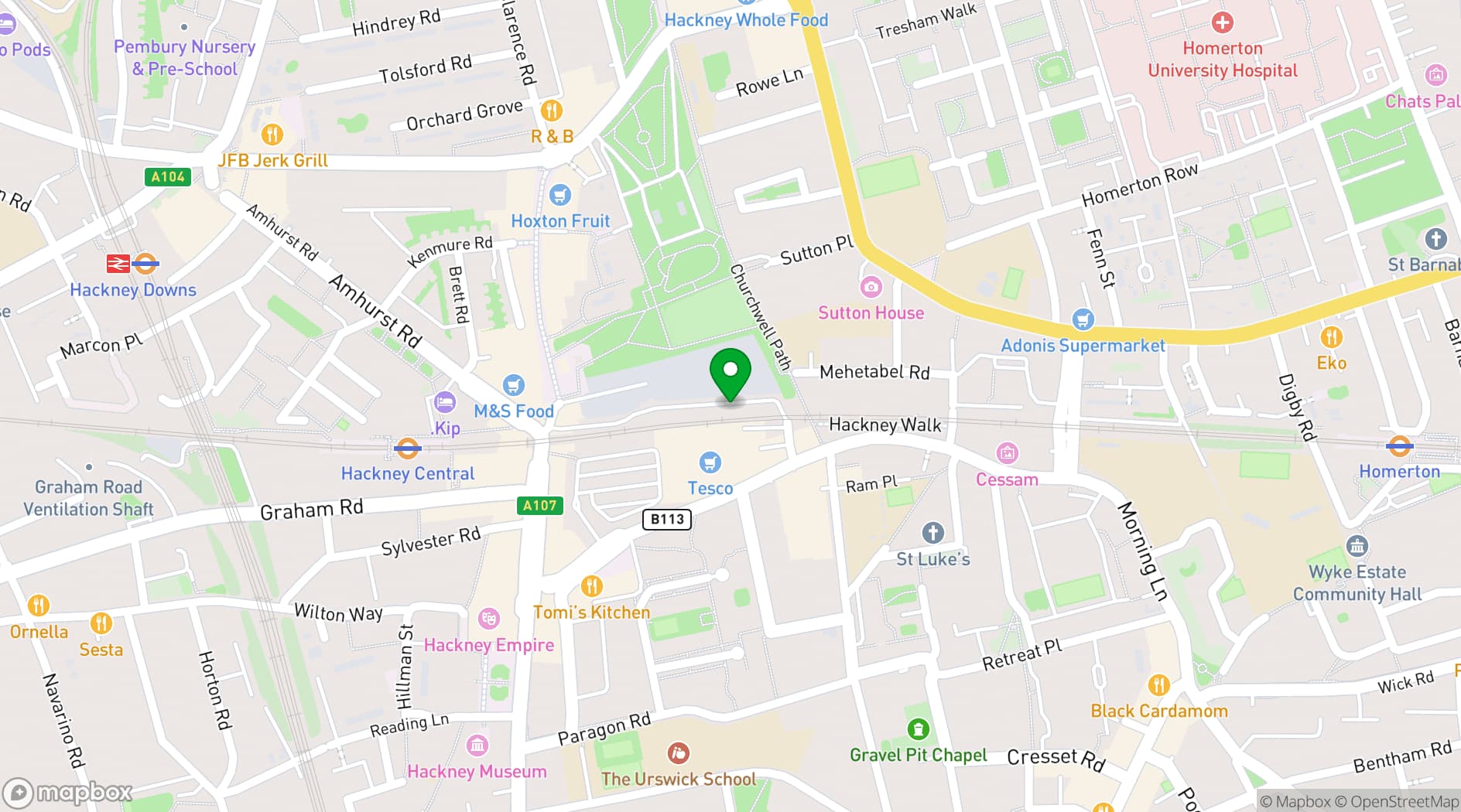 Map showing Hackney Church Brew Co.