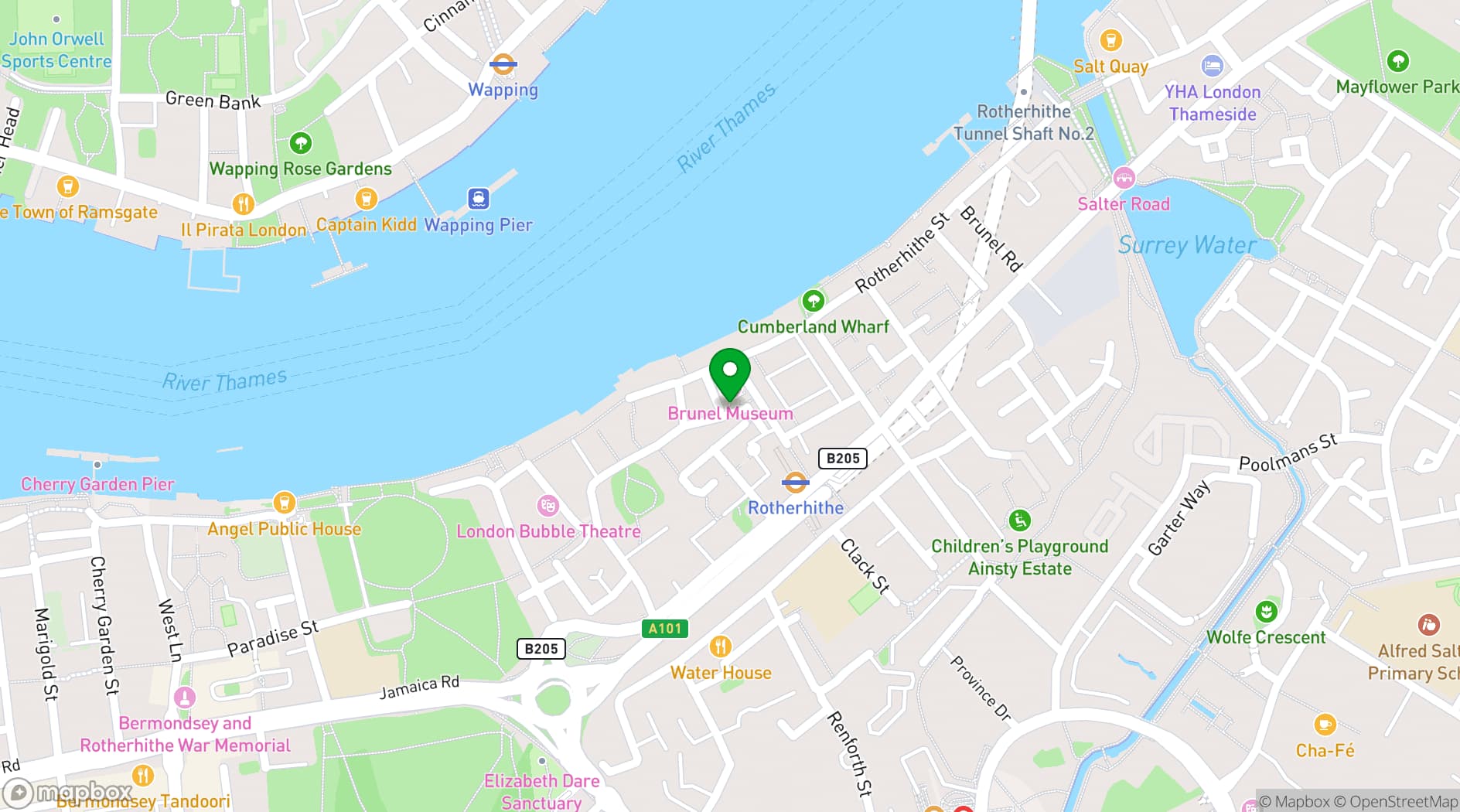 Map showing The Brunel Museum