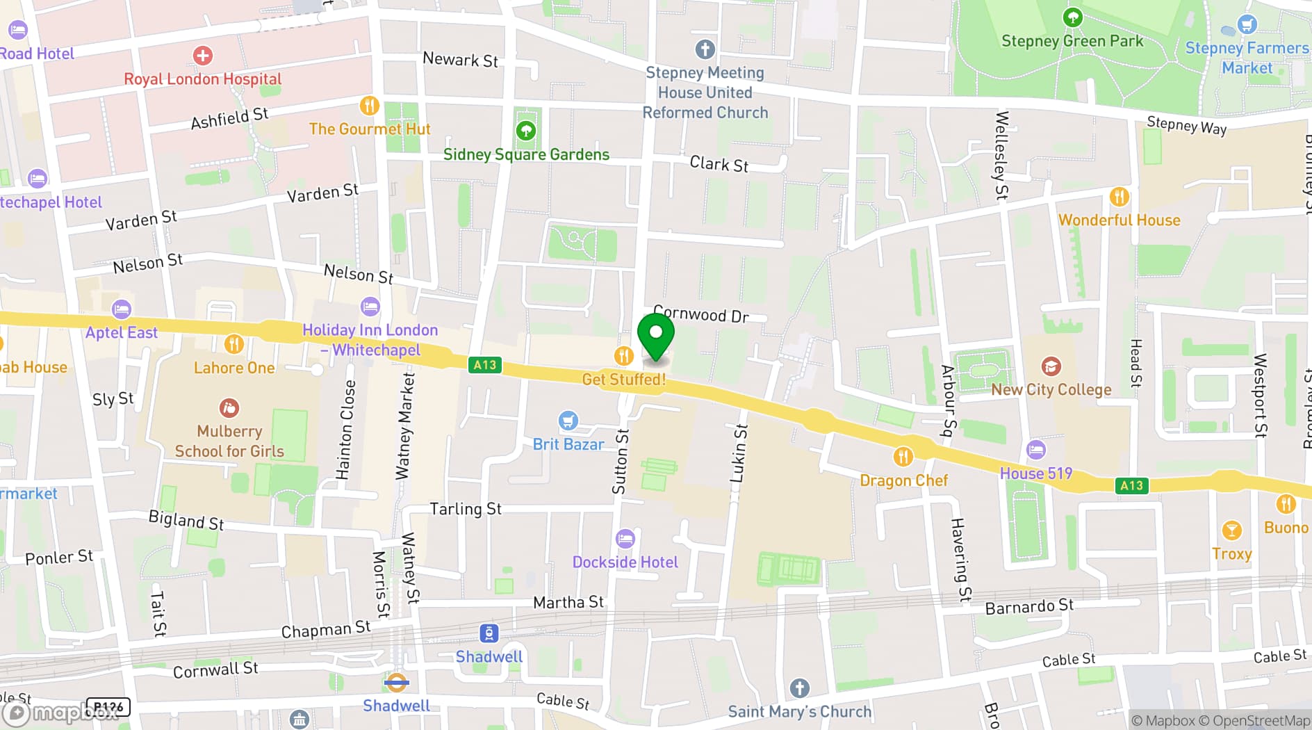 Map showing The George Tavern