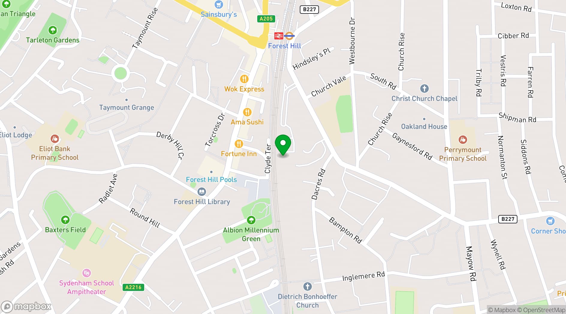 Map showing Forest Hill Depot