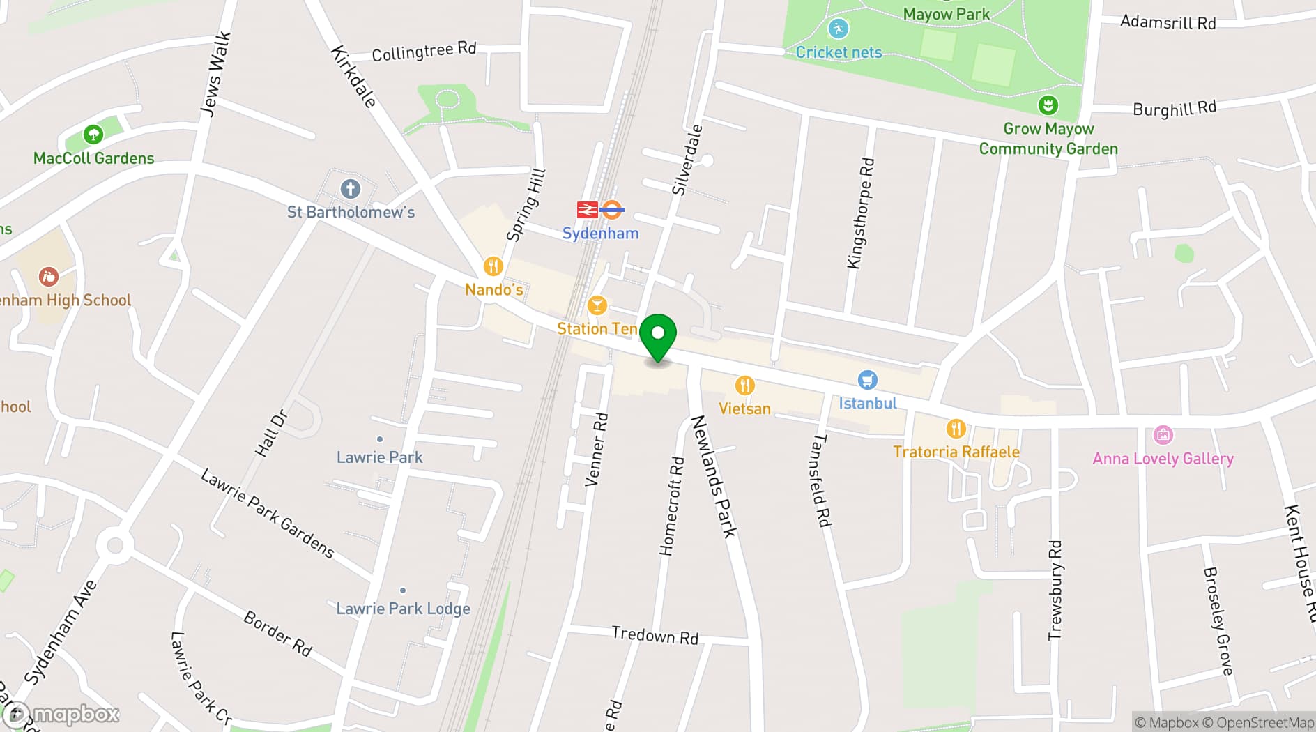 Map showing Dragonfly Yoga Studio