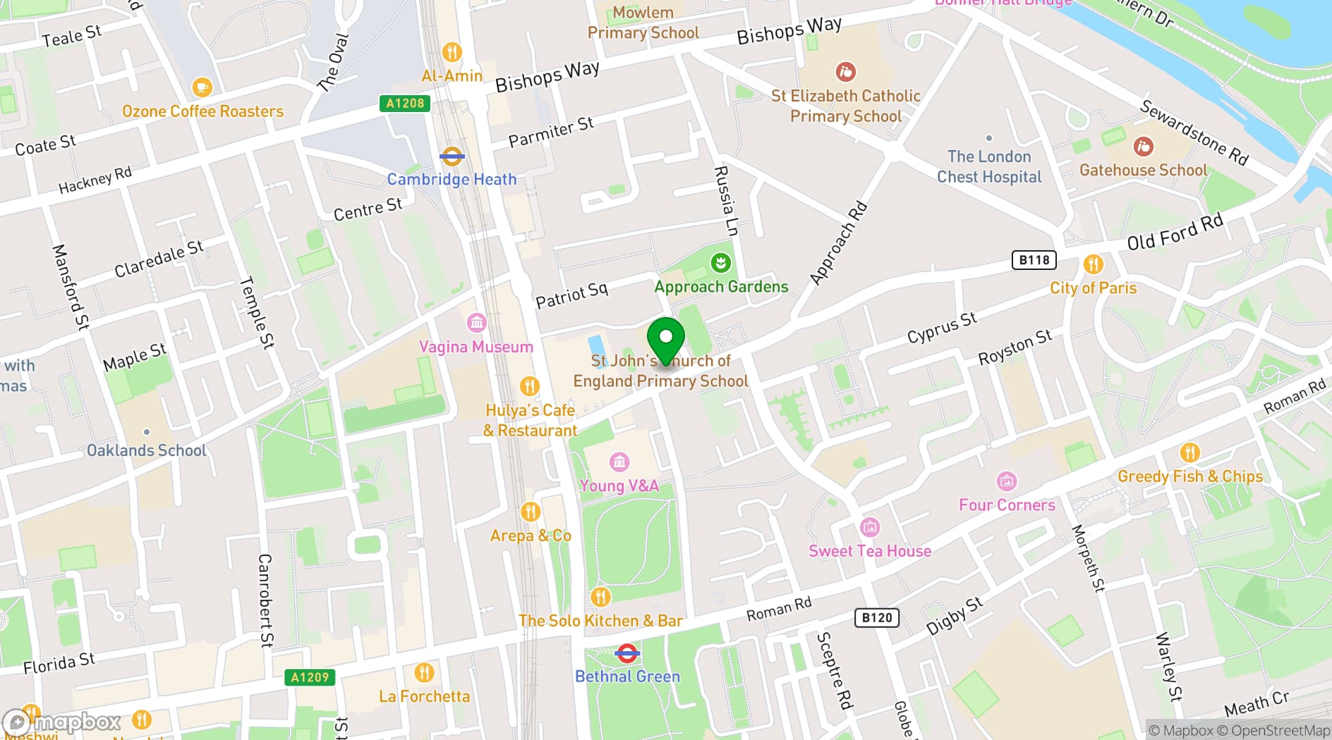 Map showing The Canvas, St. Margaret's House