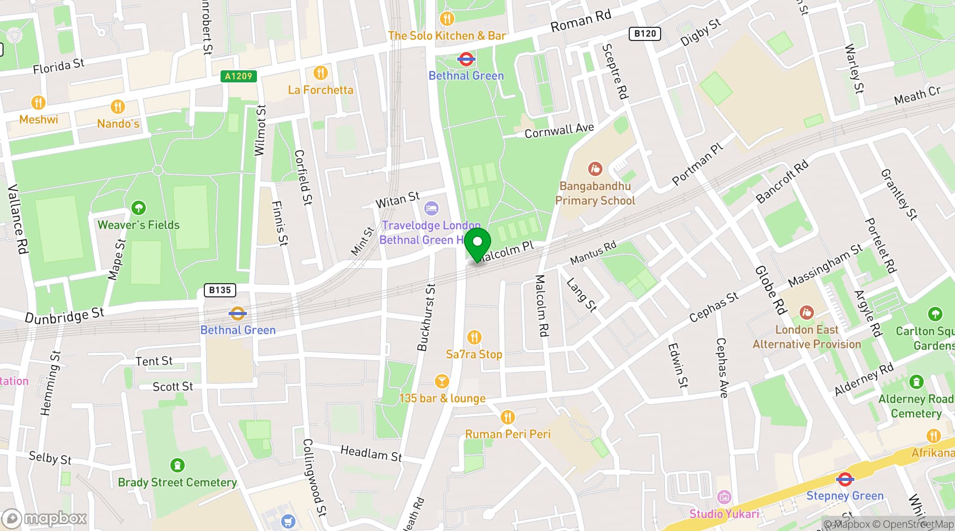 Map showing The Arches – The Garden