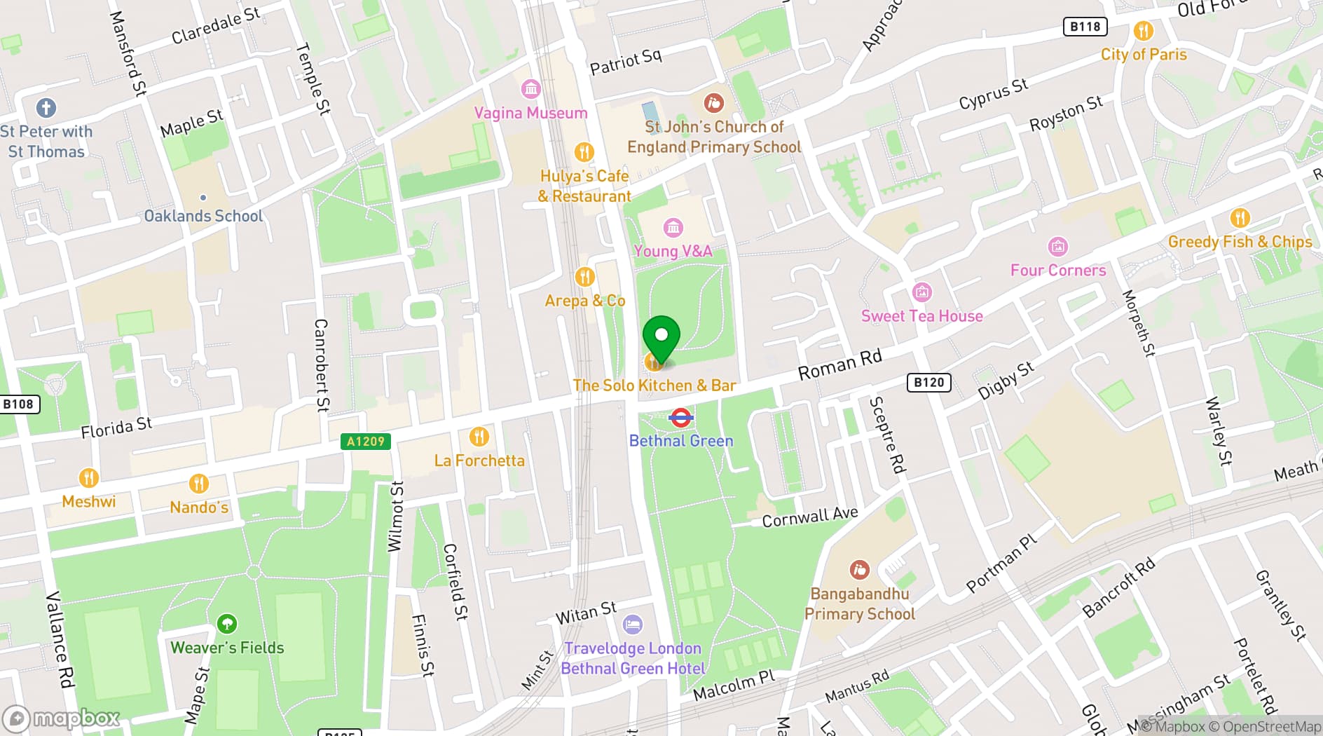 Map showing The Solo