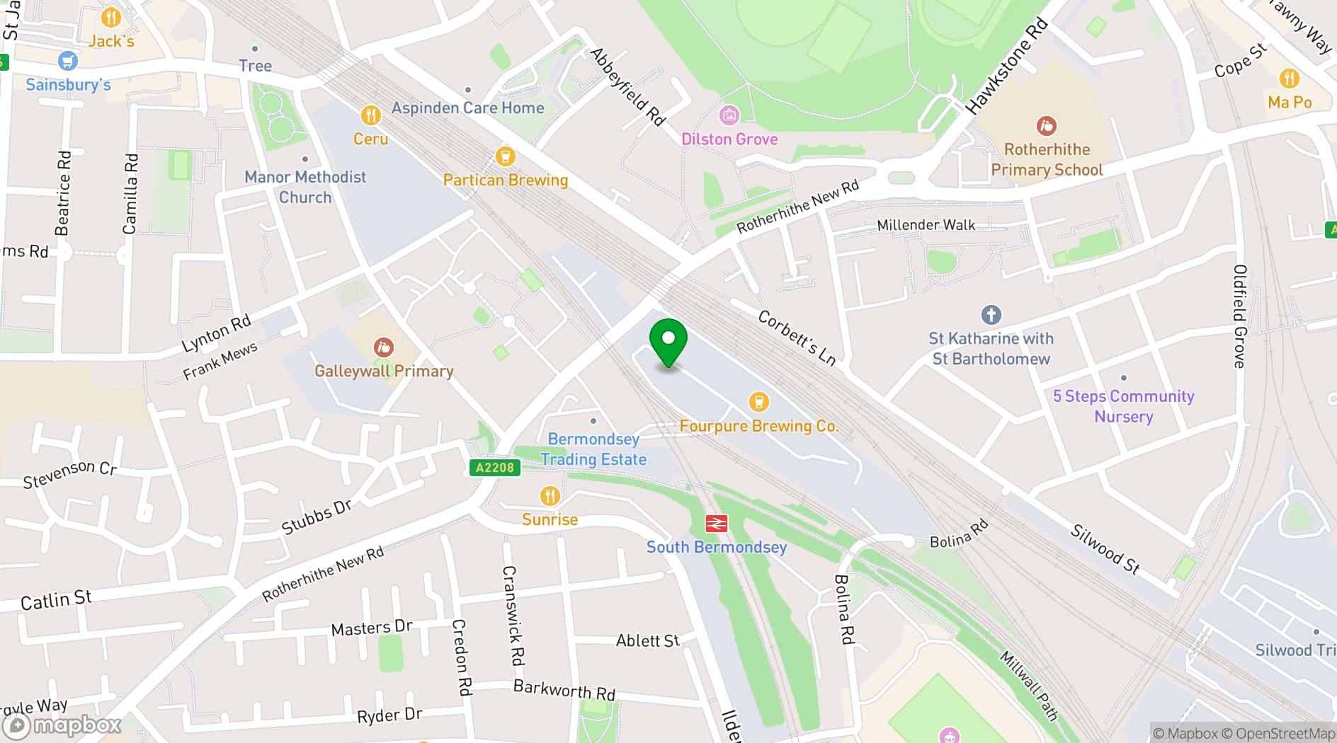 Map showing Fourpure Taproom