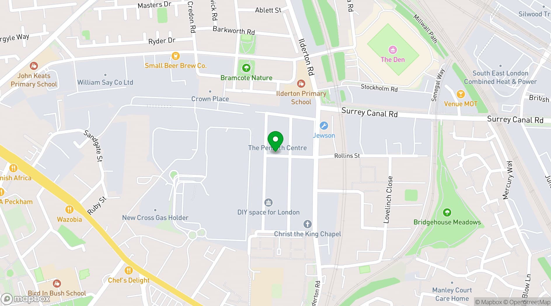 Map showing London Performance Studios