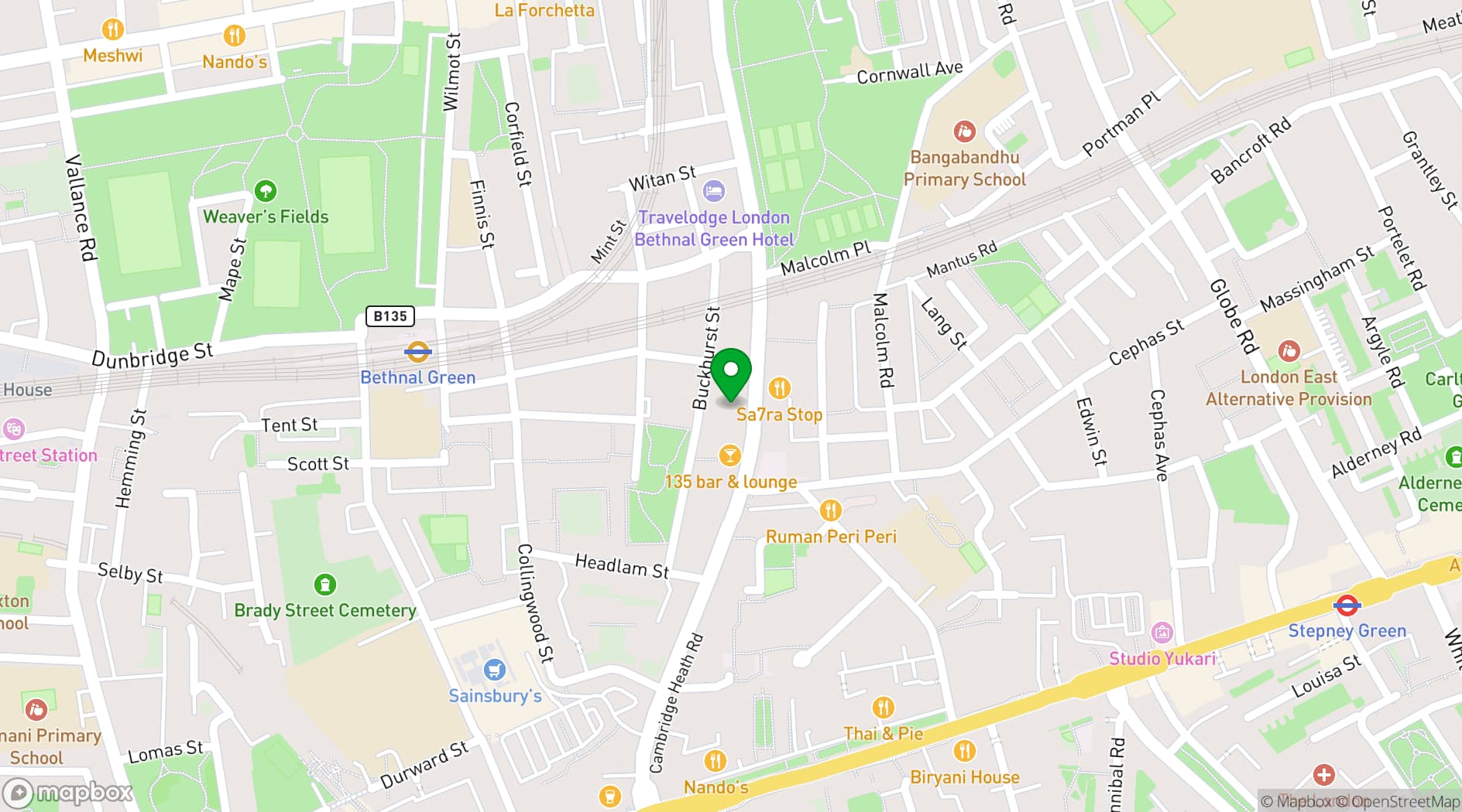 Map showing 135 Bar & Lounge