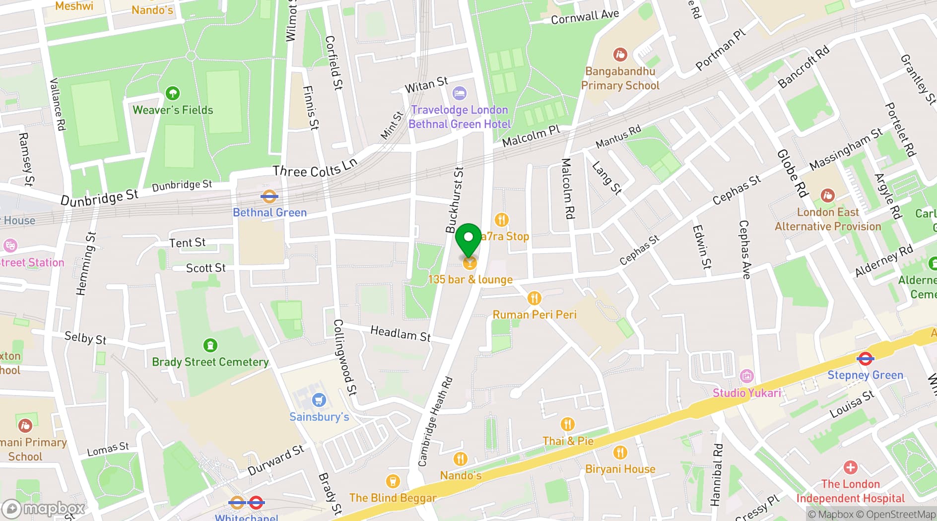 Map showing 135 Bar & Lounge