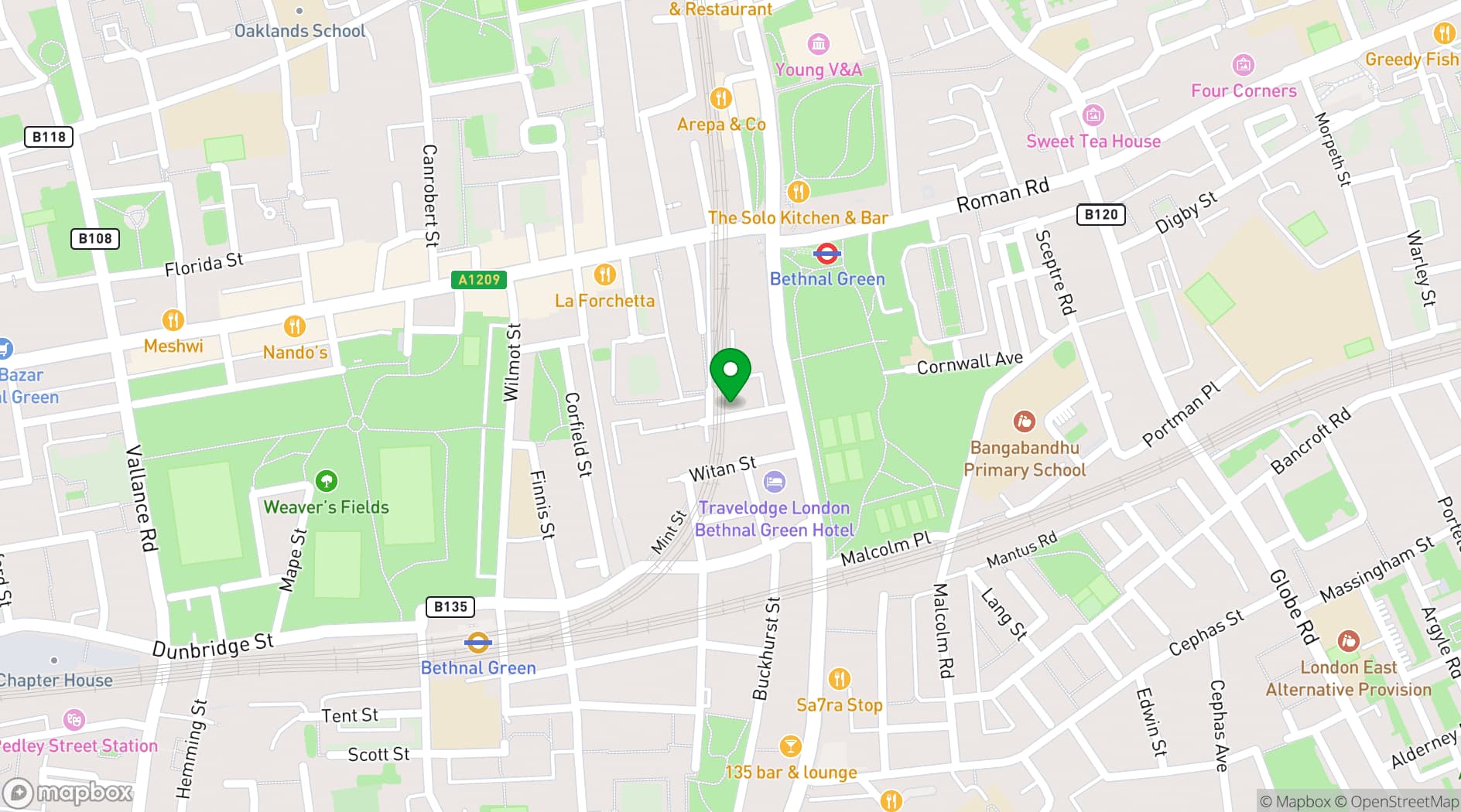 Map showing Waking Dreams Bethnal Green