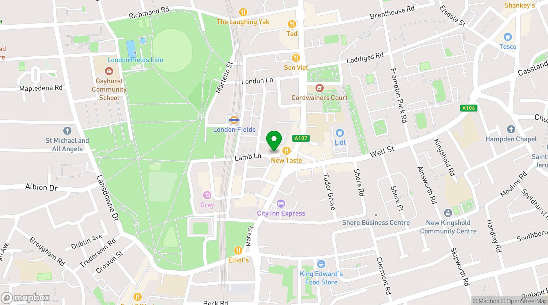 Map showing London Fields Bottega Ltd
