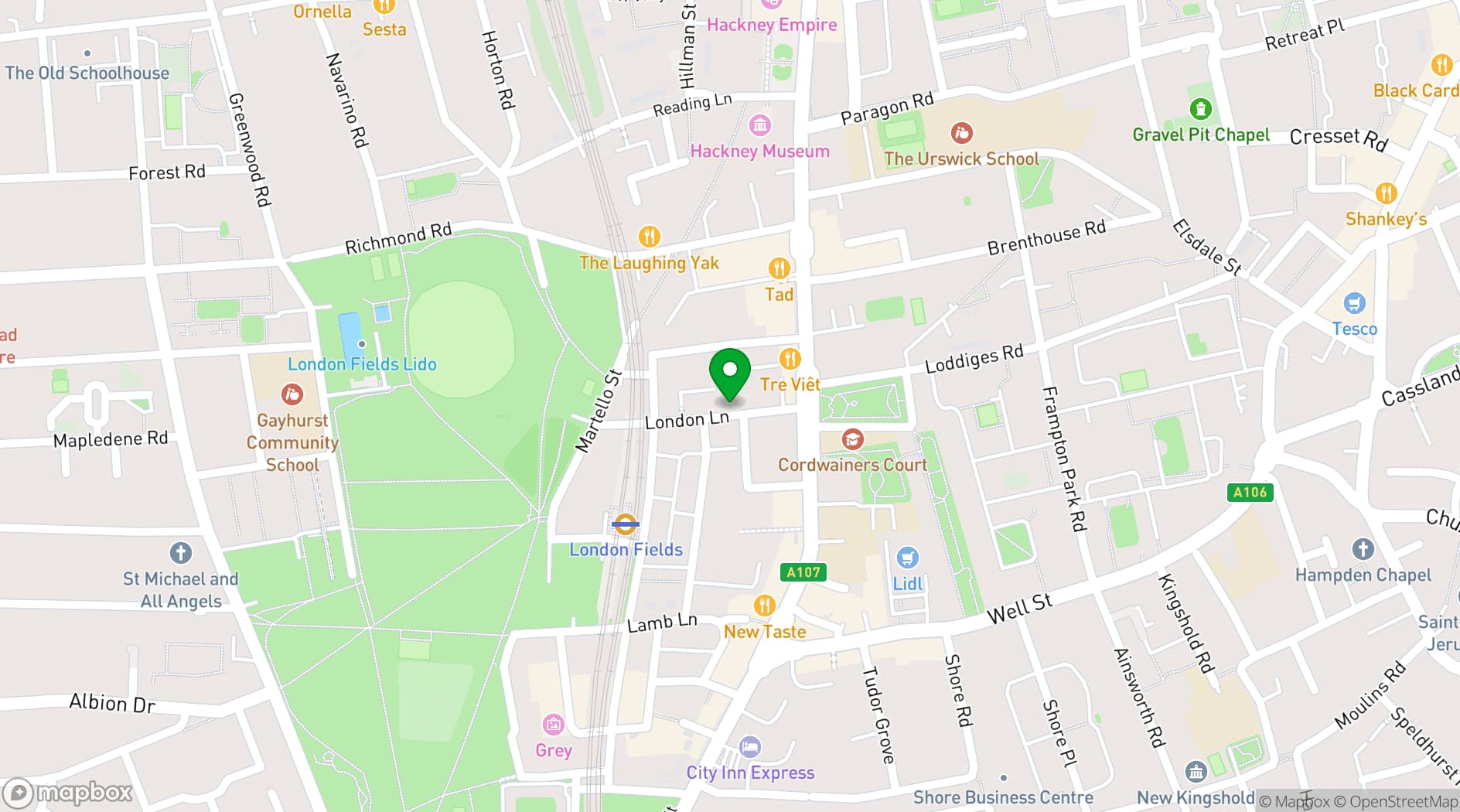 Map showing Allia Future Business Centre East London