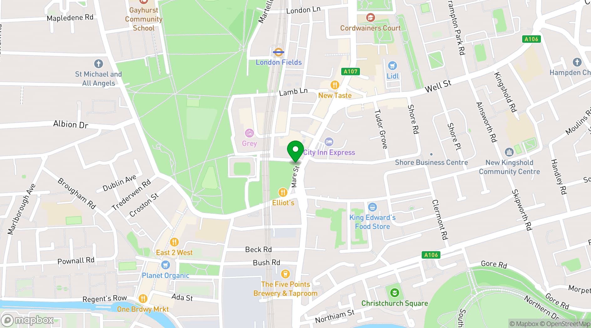 Map showing Martello Hall