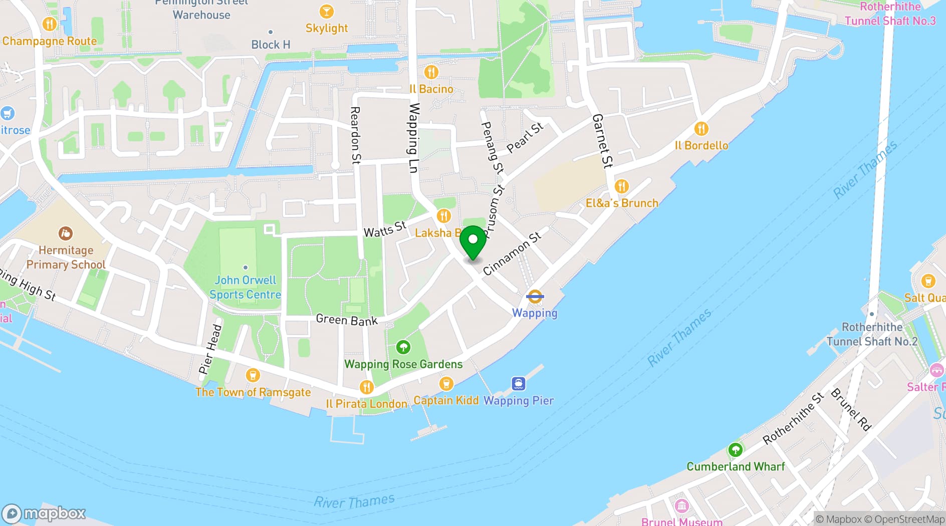 Map showing Dockers Inn