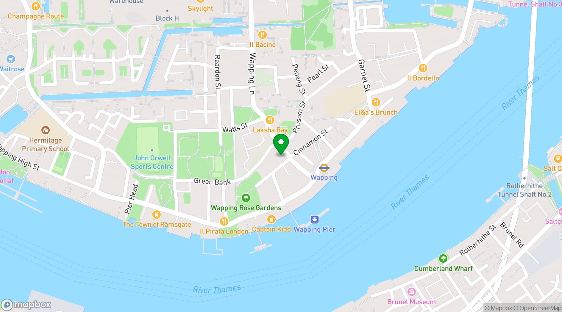 Map showing Wapping Tavern