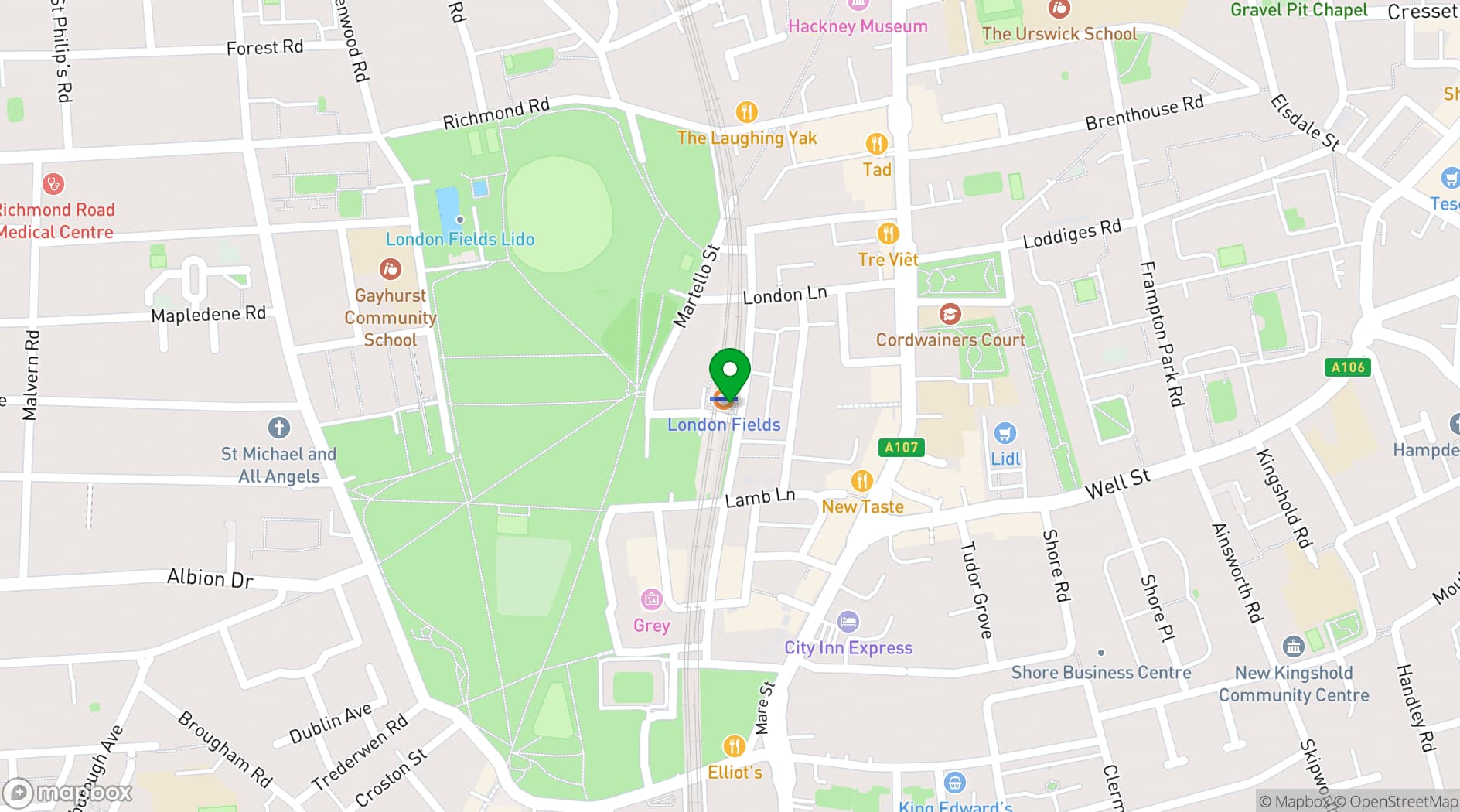 Map showing East London Liquor Co