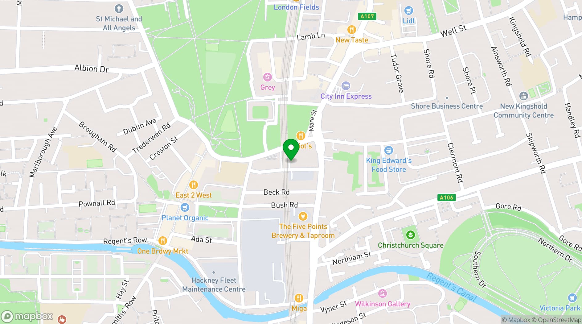 Map showing NT's Loft