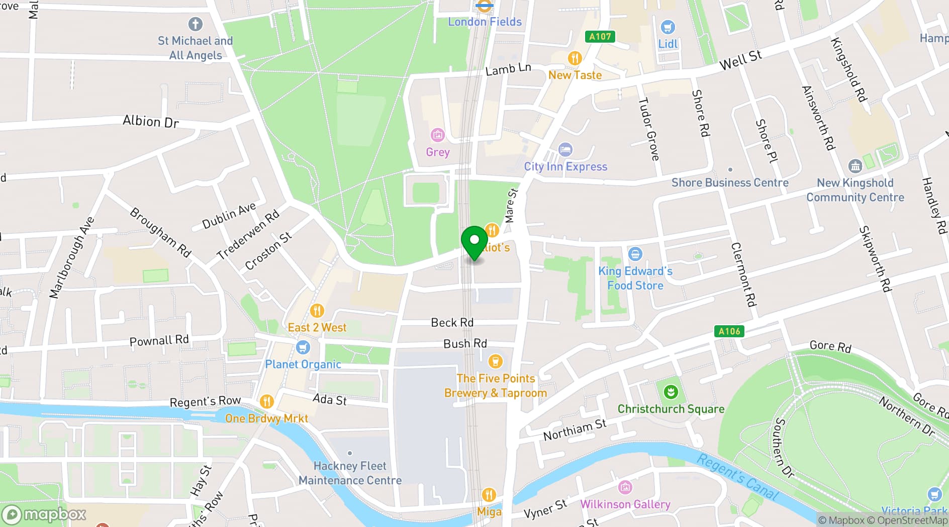 Map showing Forest Road Brewery Taproom