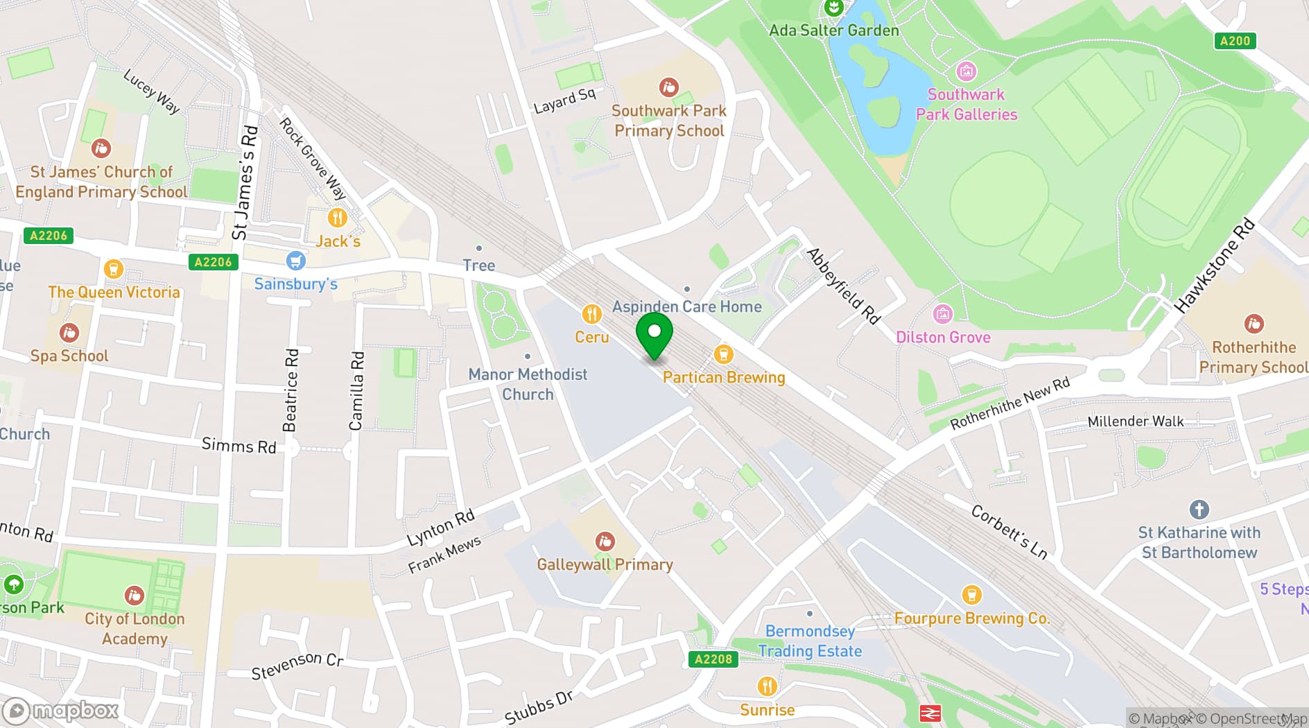 Map showing Bermondsey Social Club