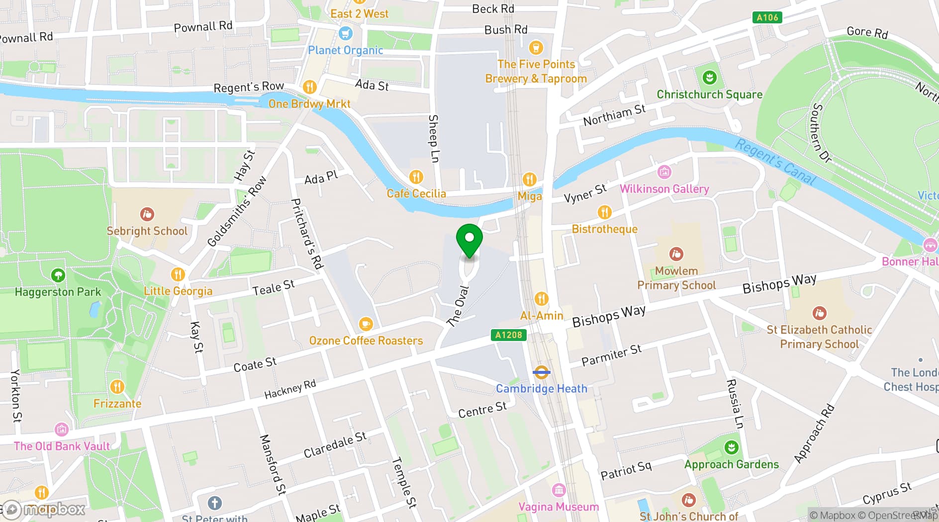 Map showing Oval Space
