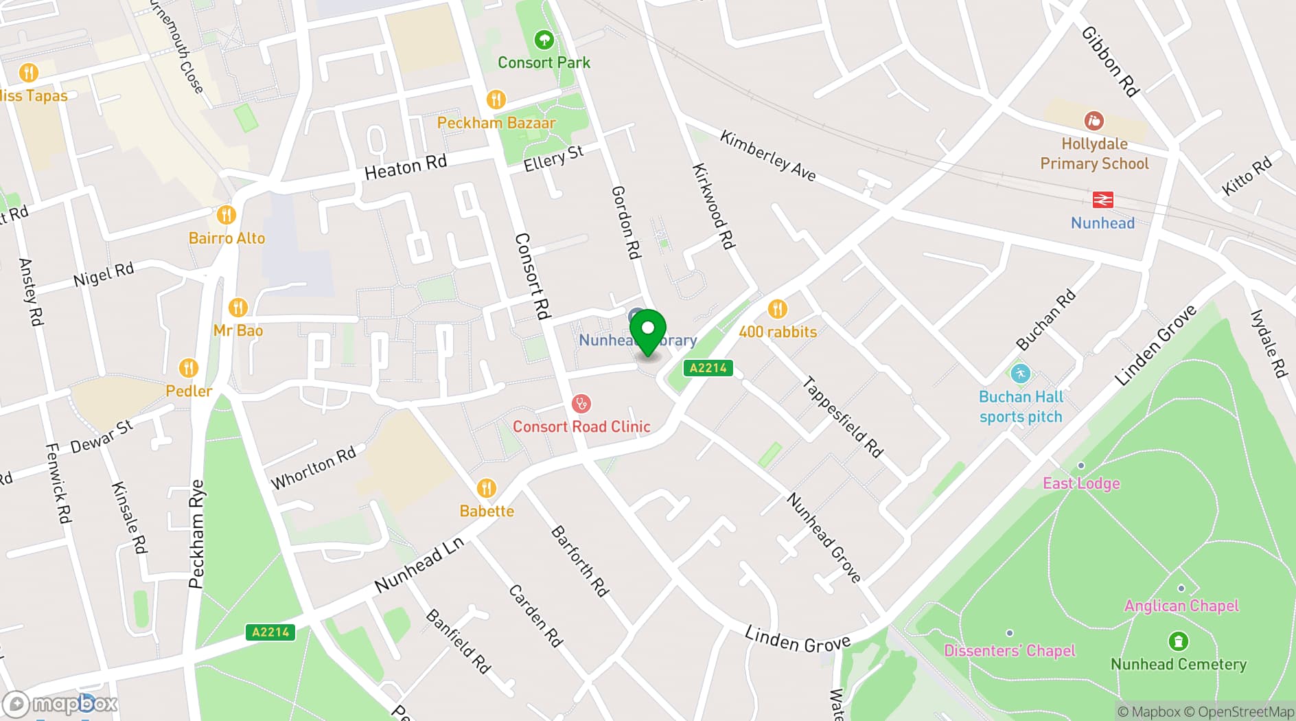Map showing The Old Nun's Head