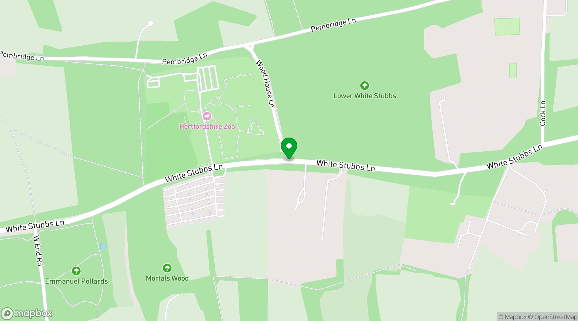 Map showing  Hertfordshire Zoo