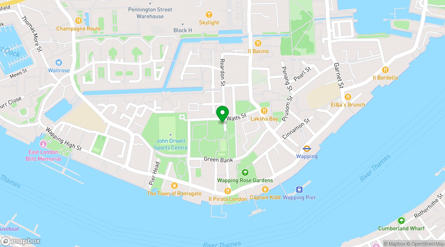Map showing Wapping Youth Centre