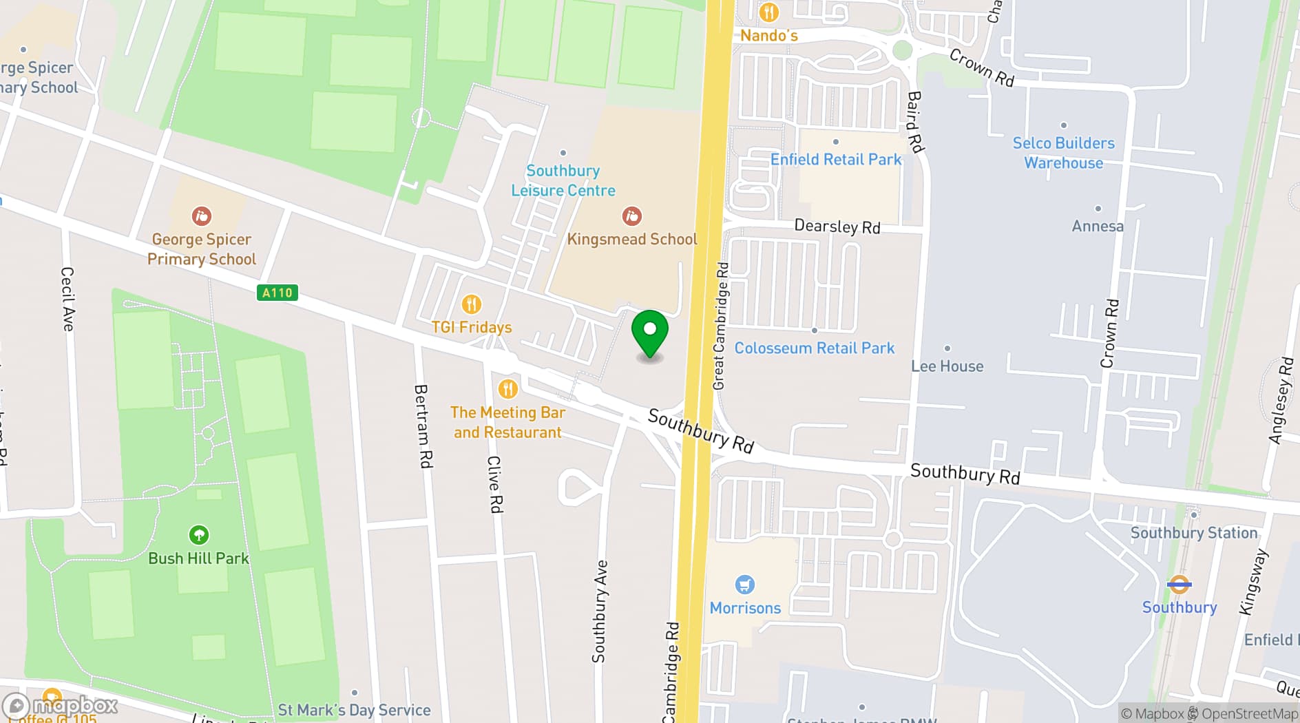 Map showing Cineworld Enfield