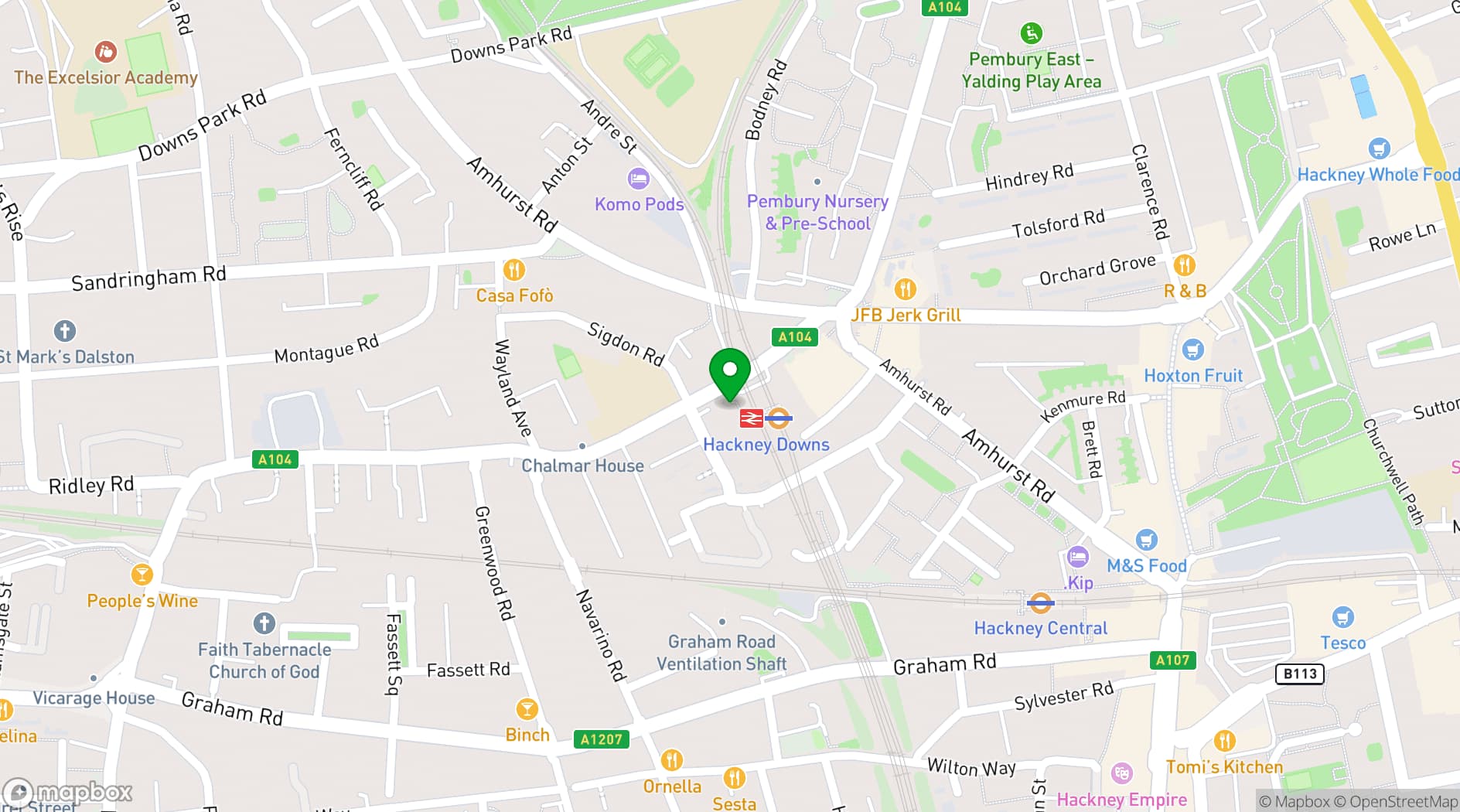 Map showing Dalston Heights