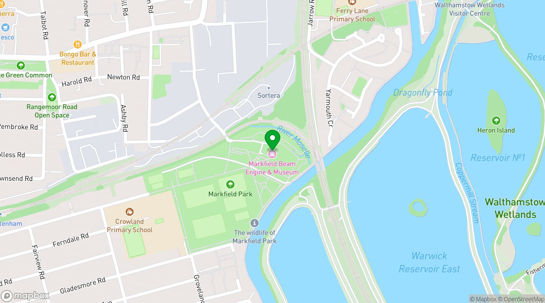 Map showing Markfield Beam Engine and Museum