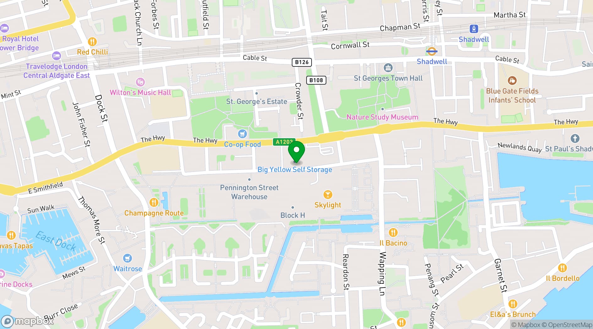 Map showing Penny Warehouse