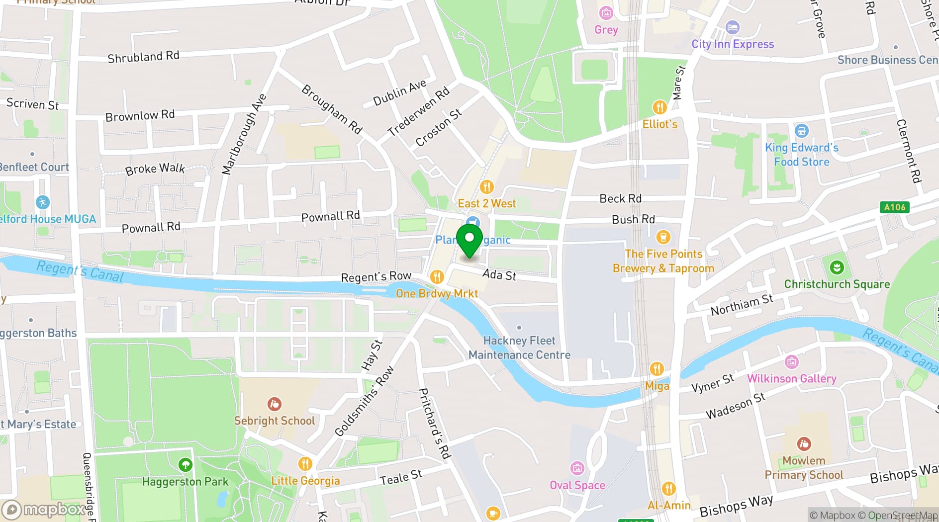 Map showing Bach Broadway Market 