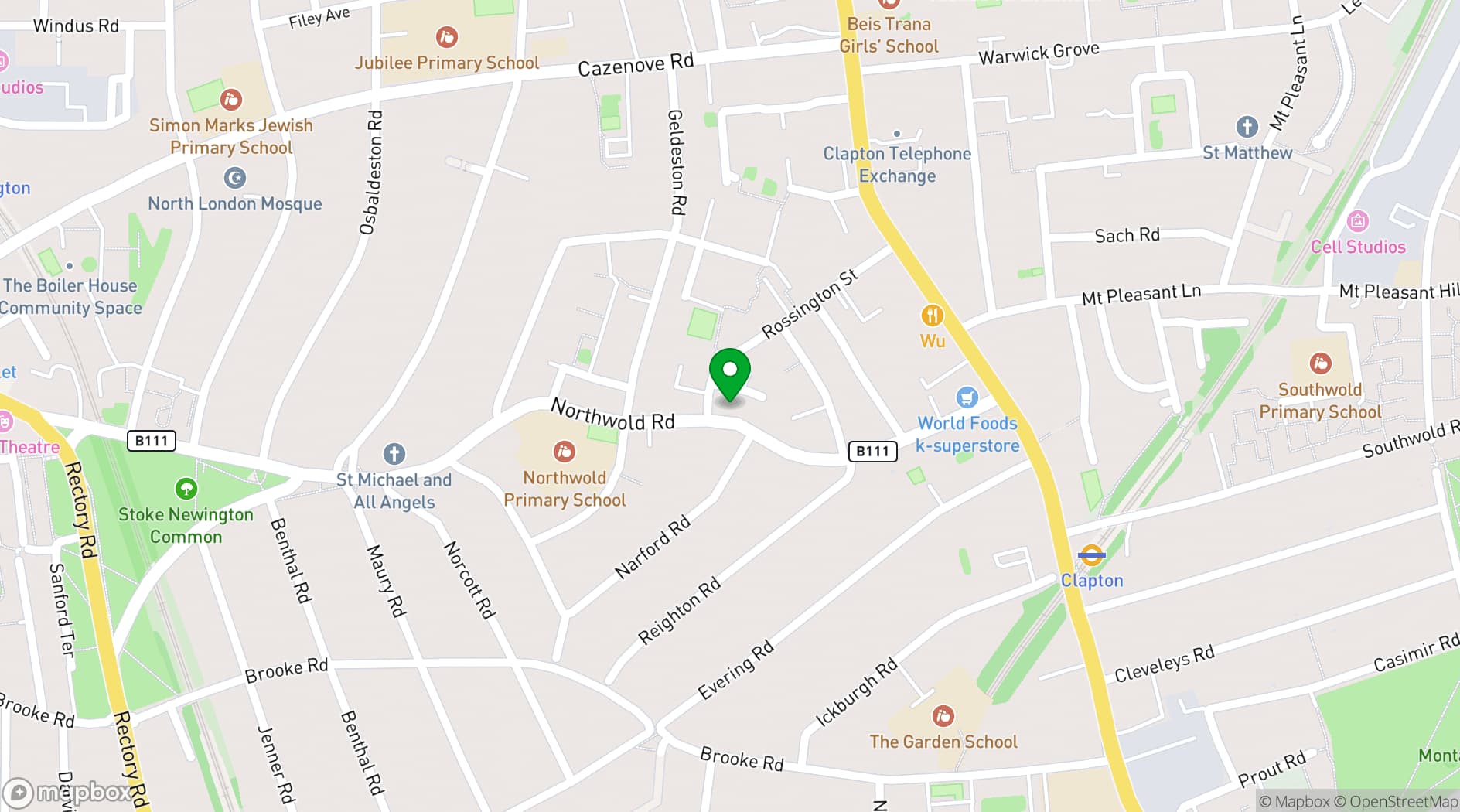 Map showing Core Clapton
