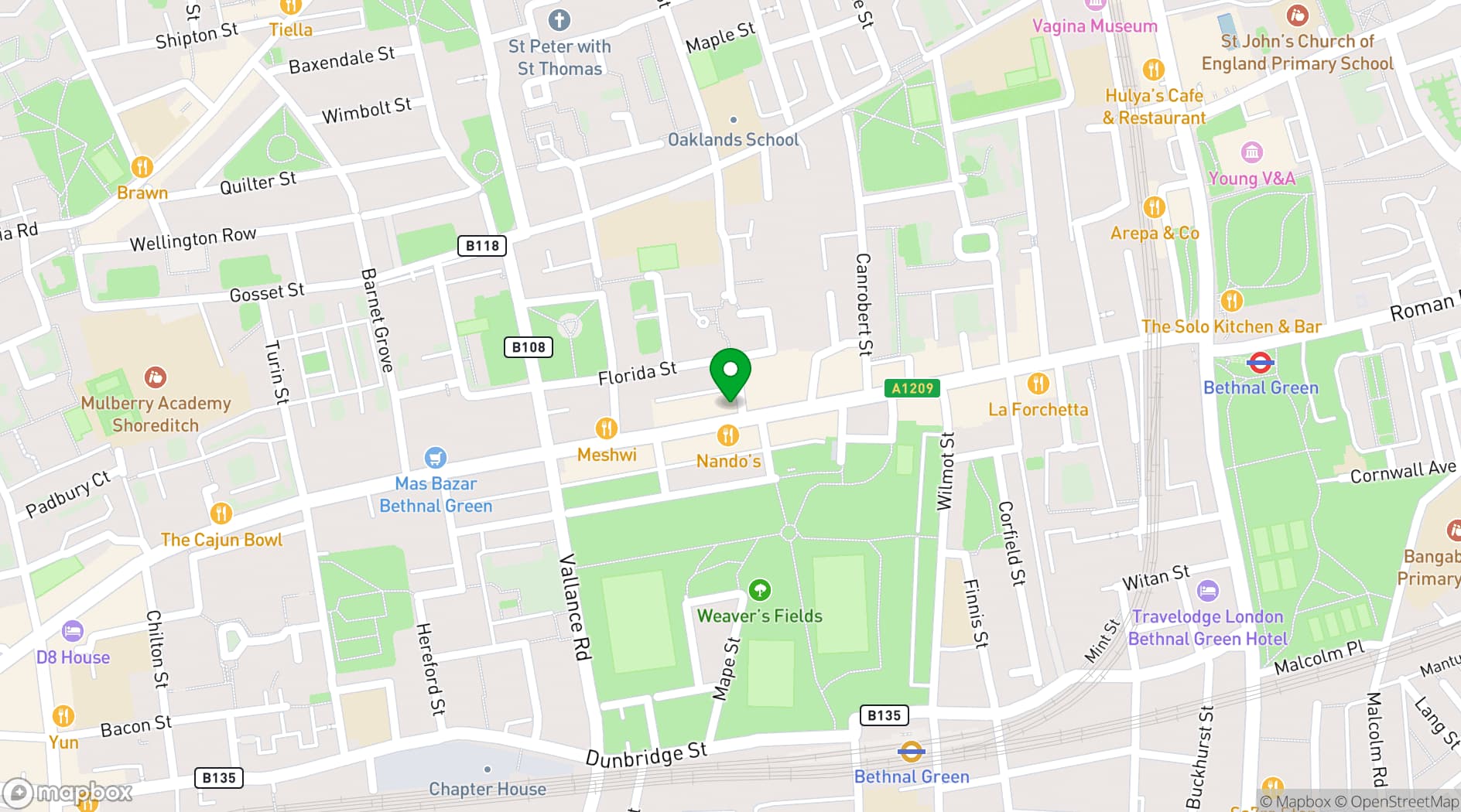 Map showing Star of Bethnal Green