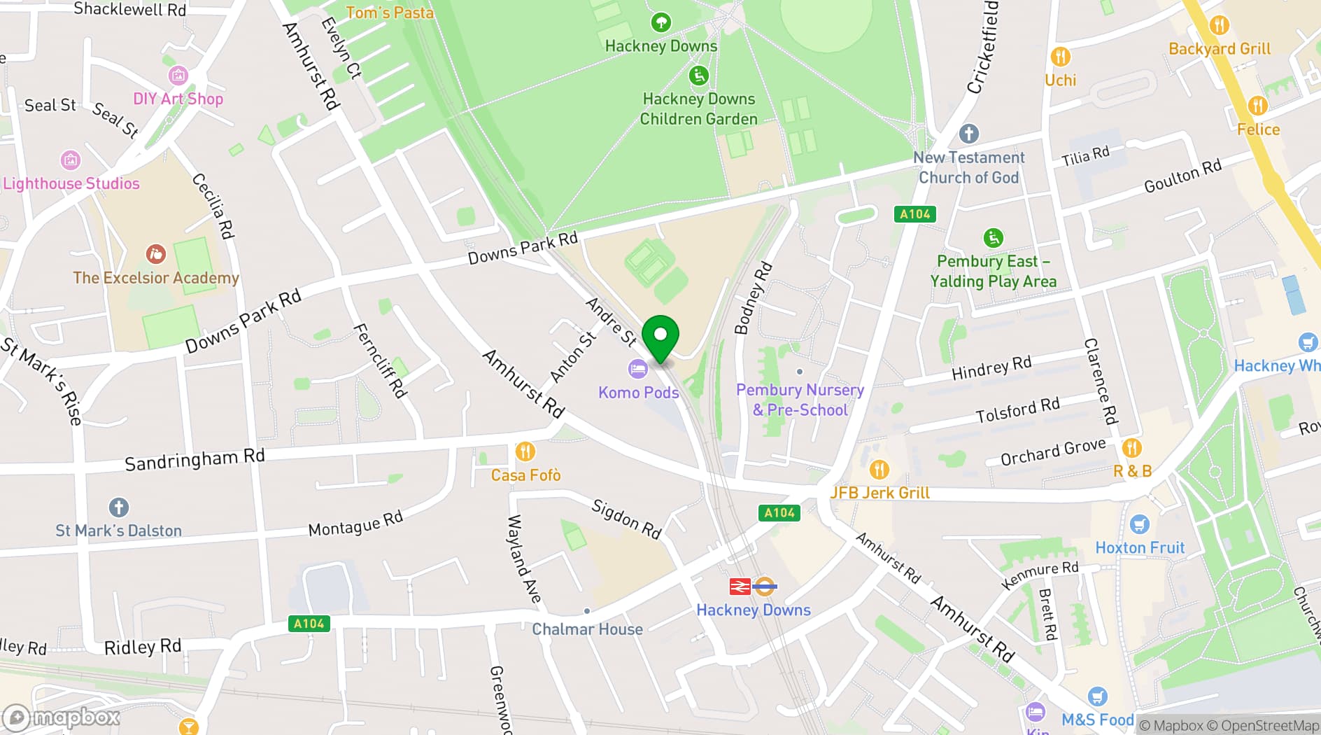 Map showing  Railway Arch in Hackney