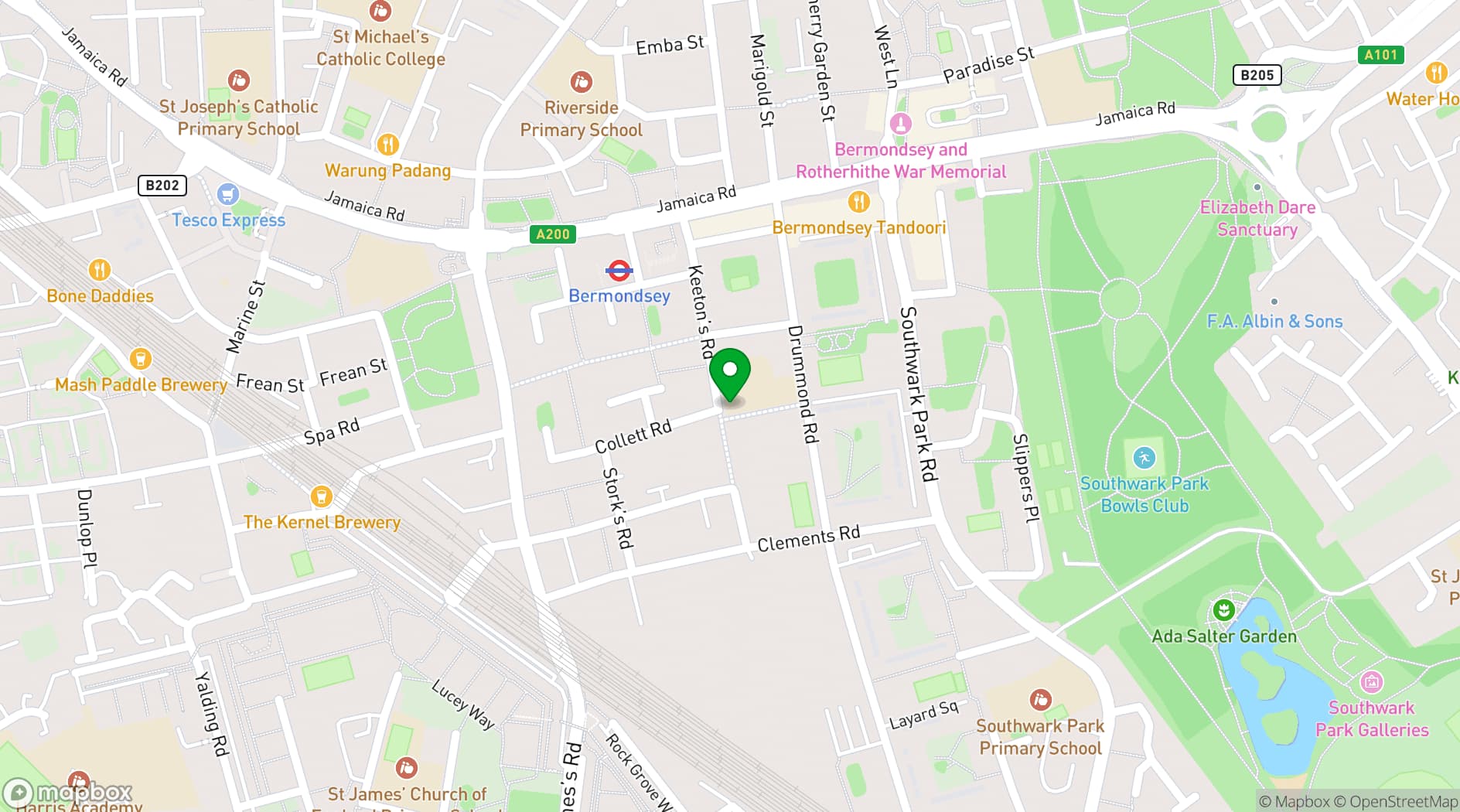 Map showing The Charter School Bermondsey