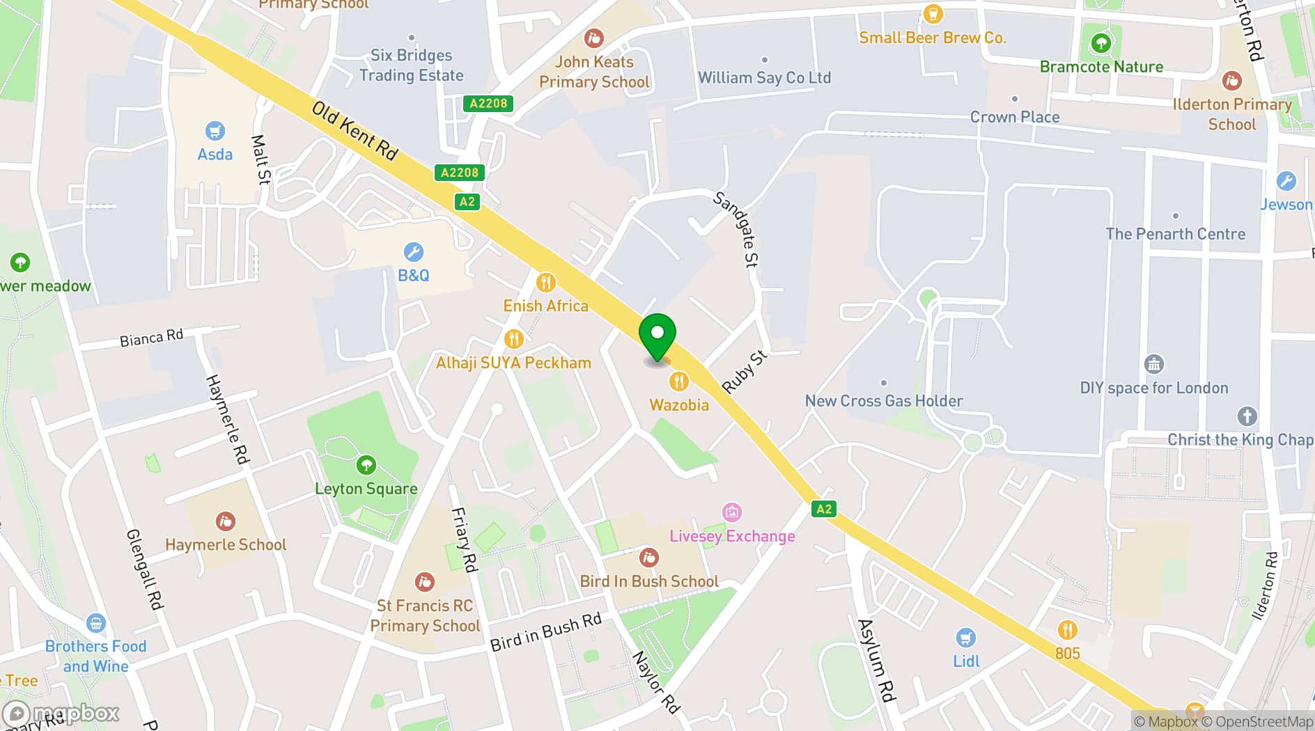 Map showing SPACES