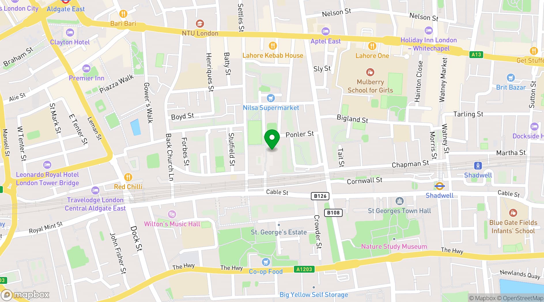 Map showing Christian Street Community Hub