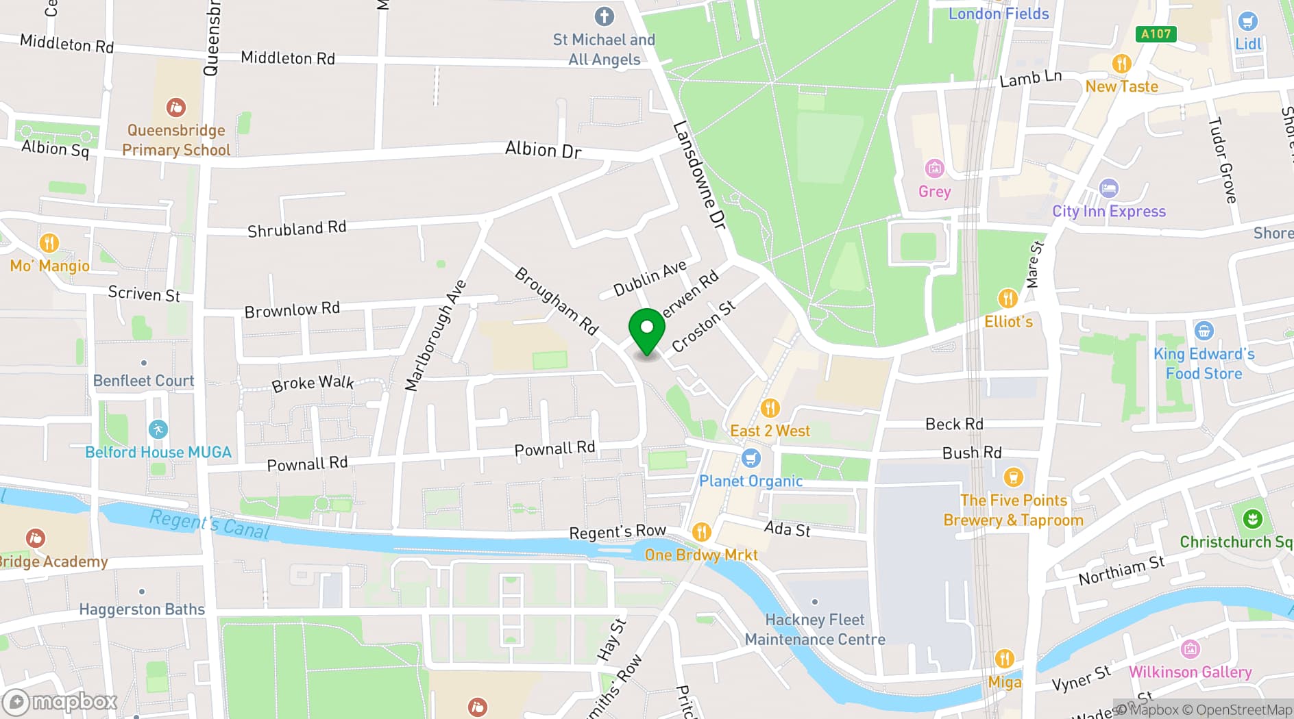 Map showing Regents Community Hall