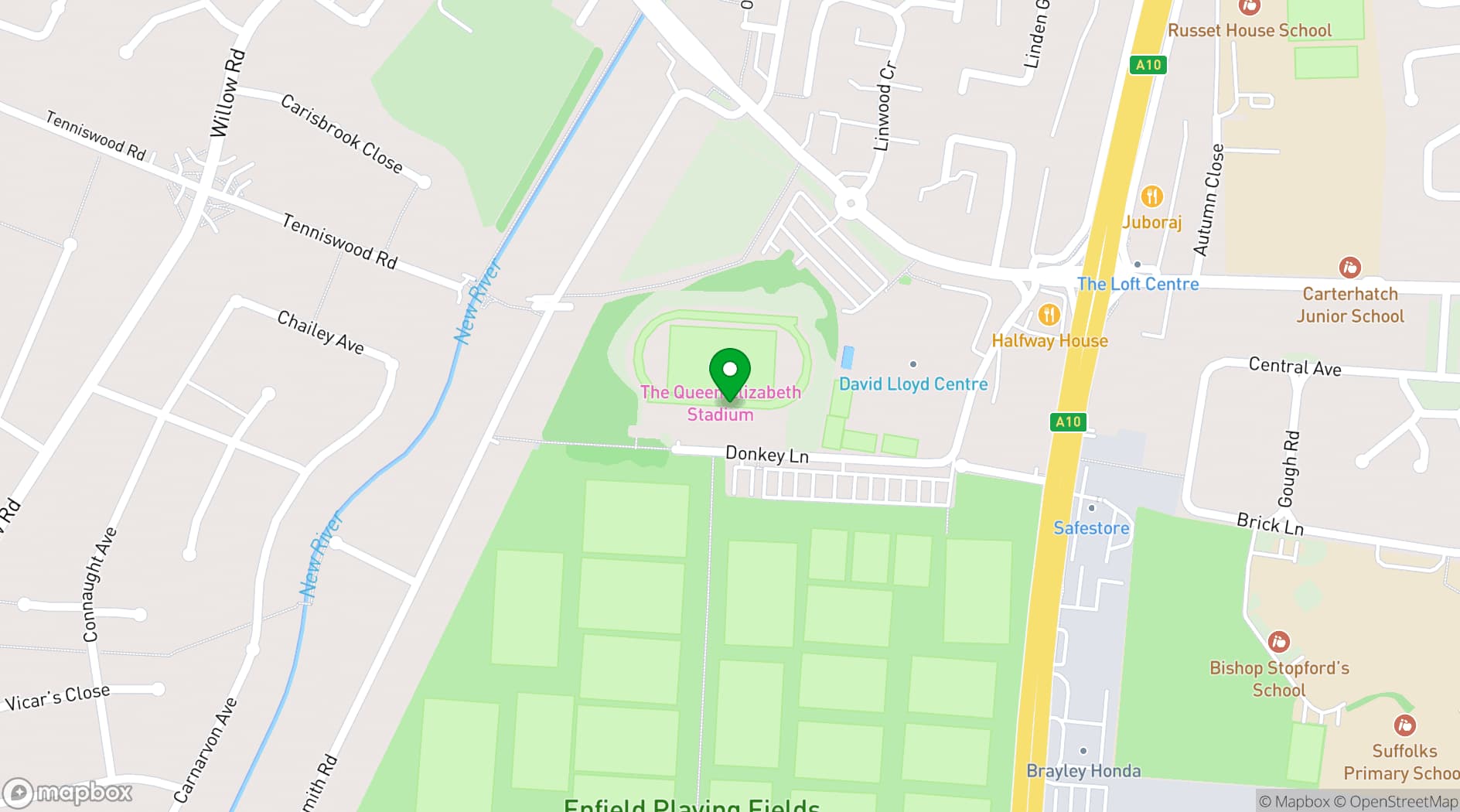 Map showing Enfield Town Football Club