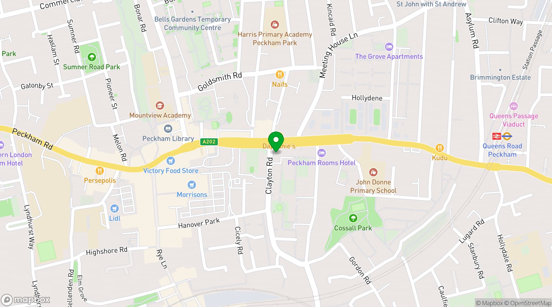 Map showing Prince Of Peckham